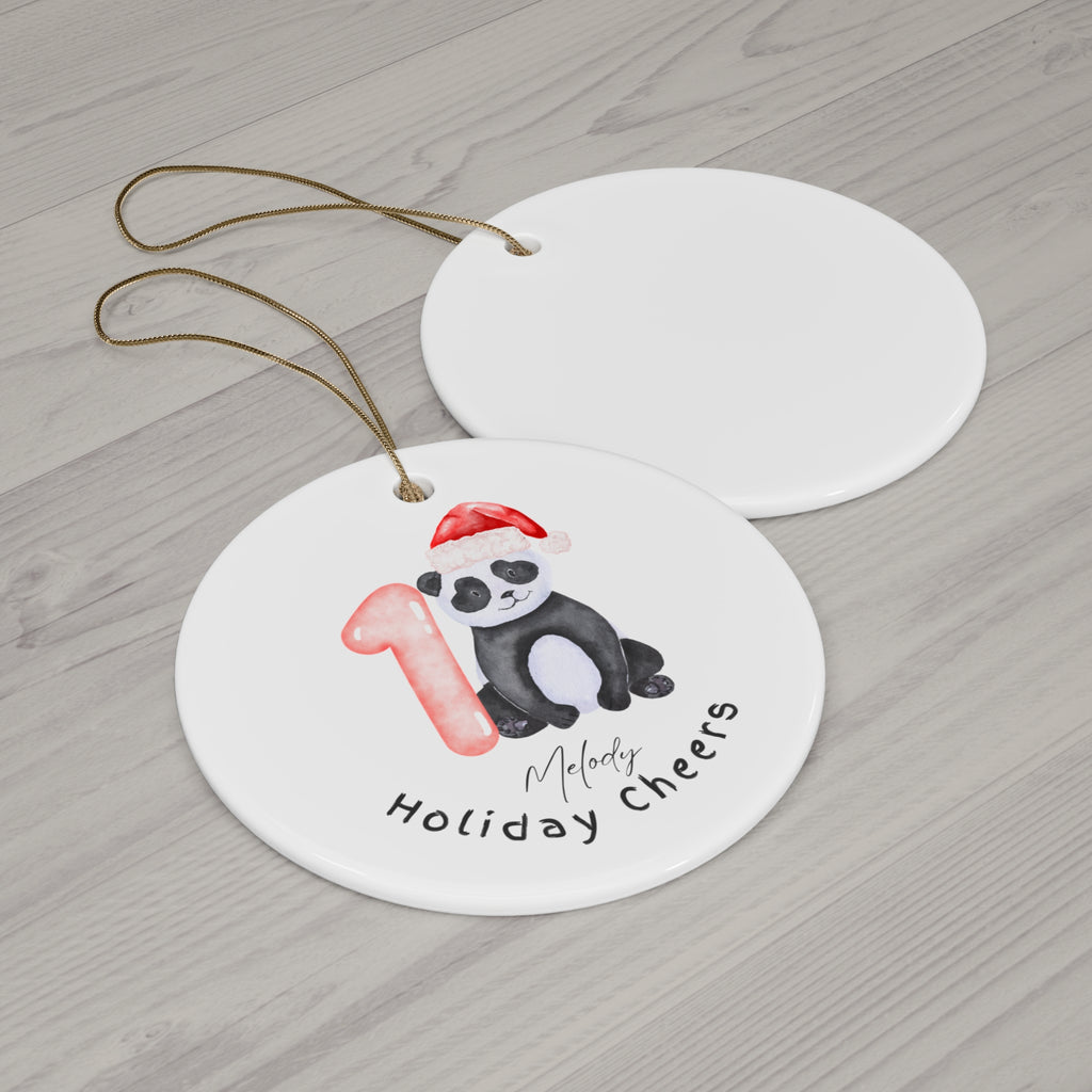 Ceramic Holiday Ornament - Cute Panda Design, Christmas Decor, Festive Gift, Personalized Keepsake, Tree Decoration