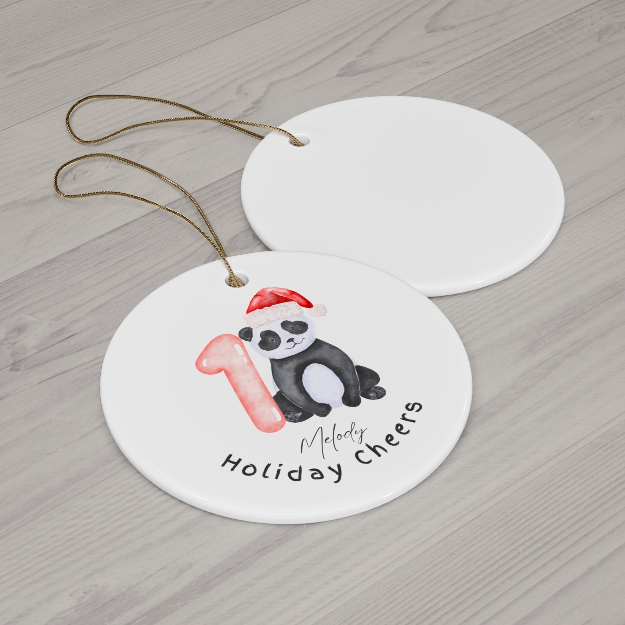 Ceramic Holiday Ornament - Cute Panda Design, Christmas Decor, Festive Gift, Personalized Keepsake, Tree Decoration