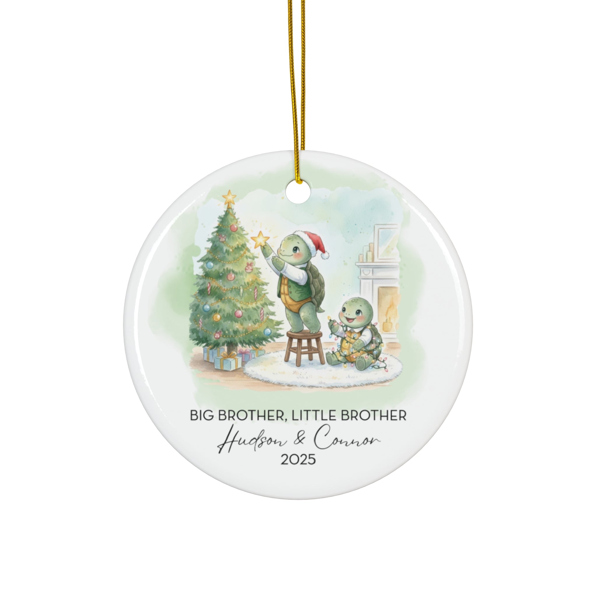 Big Brother Little Brother Ceramic Ornament Turtle Christmas Tree Decoration