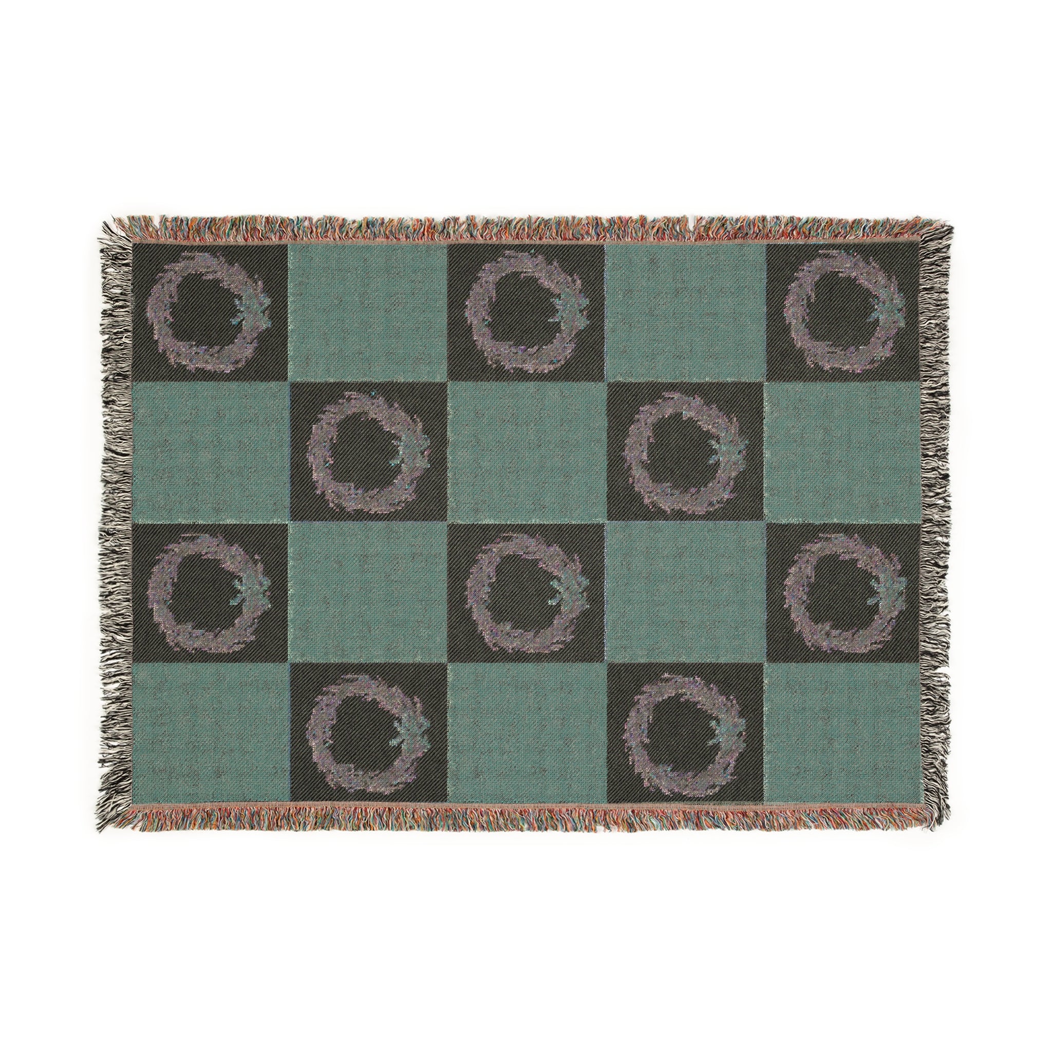 Cozy Woven Christmas Wreath Blanket for Home Decor, Winter Wreath Throws, Vintage Christmas Wreath Art, Gift for Cozy Nights, Christmas Decor