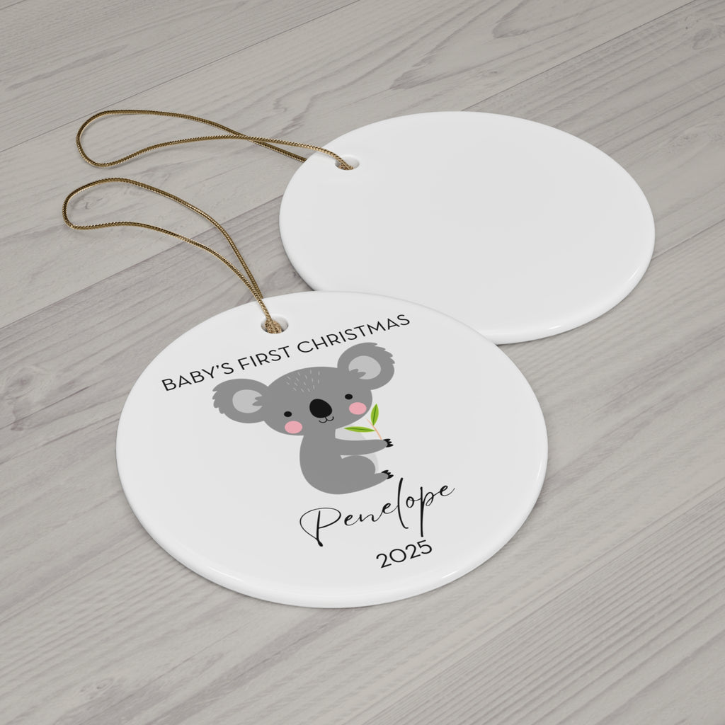 Personalized Baby's First Christmas Koala Ornament, Cute Koala Design, Unique Holiday Keepsake, New Baby Gift, Nursery Decor
