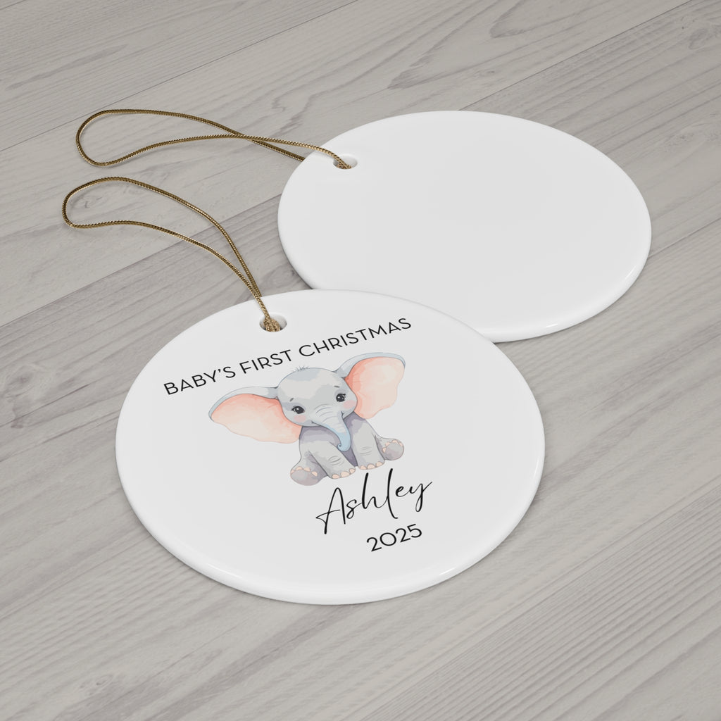 Personalized Baby's First Christmas Elephant Ornament, Cute Elephant Design, Unique Holiday Keepsake, New Baby Gift, Nursery Decor