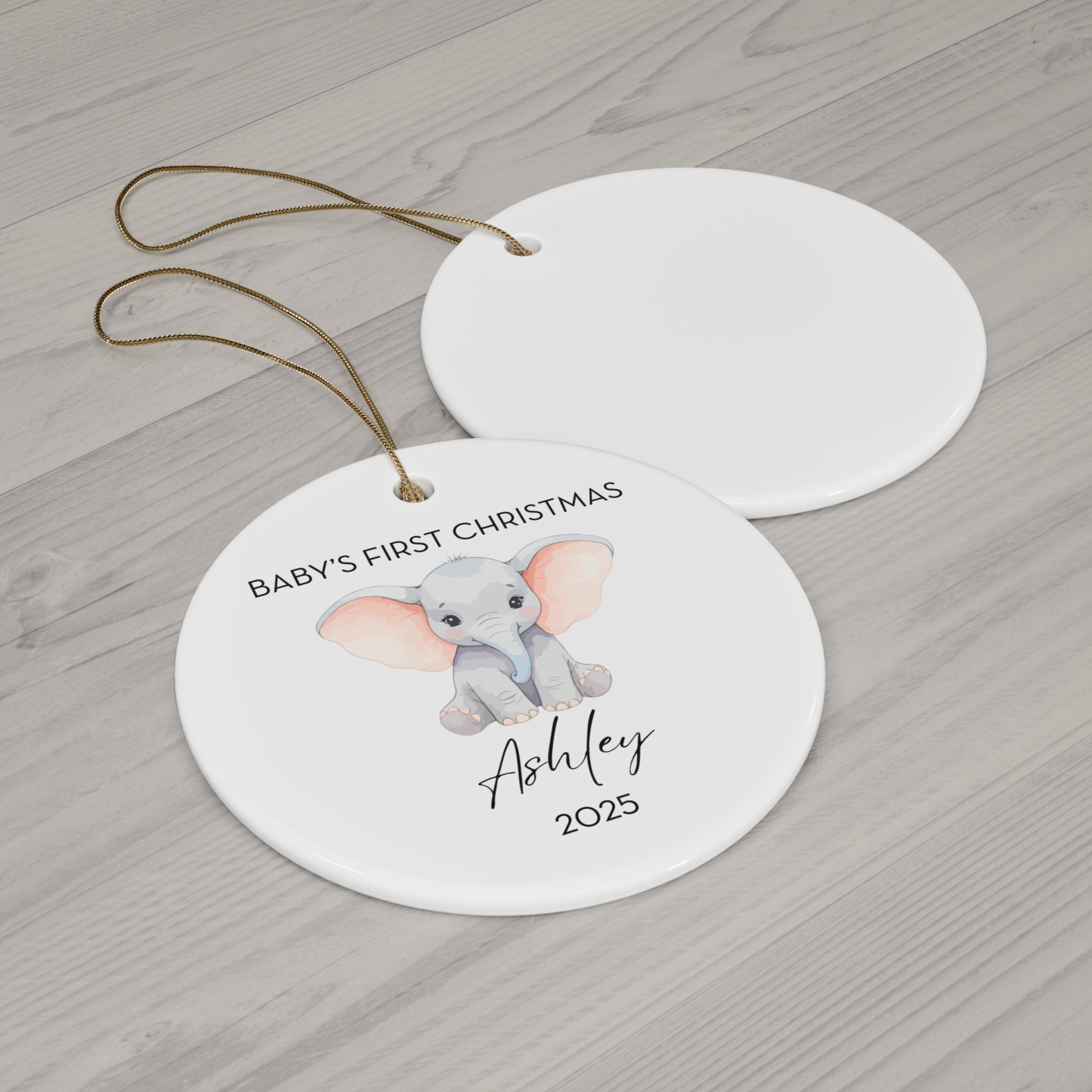 Personalized Baby's First Christmas Elephant Ornament, Cute Elephant Design, Unique Holiday Keepsake, New Baby Gift, Nursery Decor