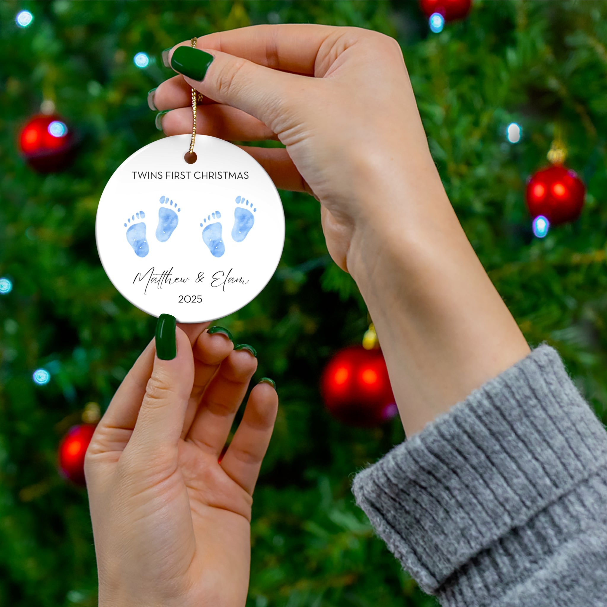 Personalized Twin Boys Family Ornament for Twins' First Christmas | Custom Keepsake Decoration | Baby's First Holiday | Unique Gift Idea | 2025 Memory