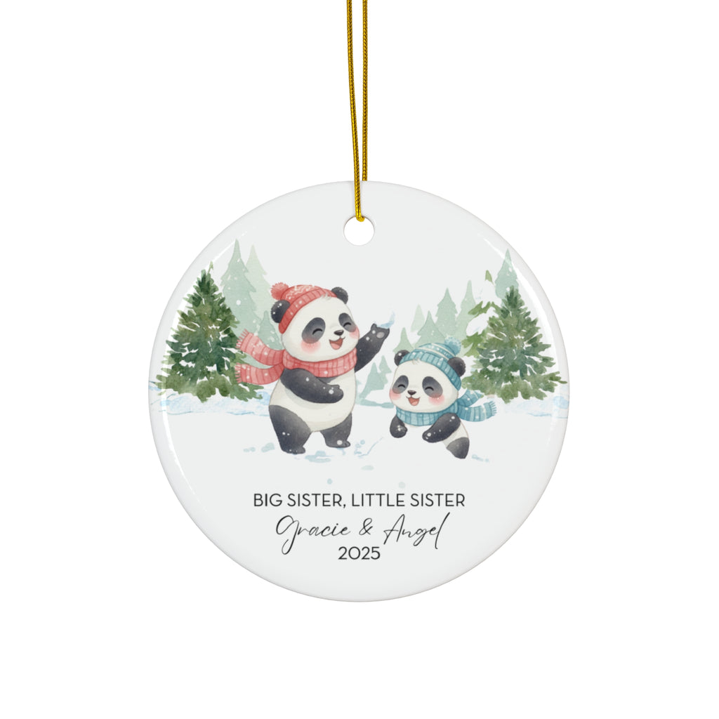Big Sister Little Sister Ceramic Ornament Panda Christmas Tree Decoration