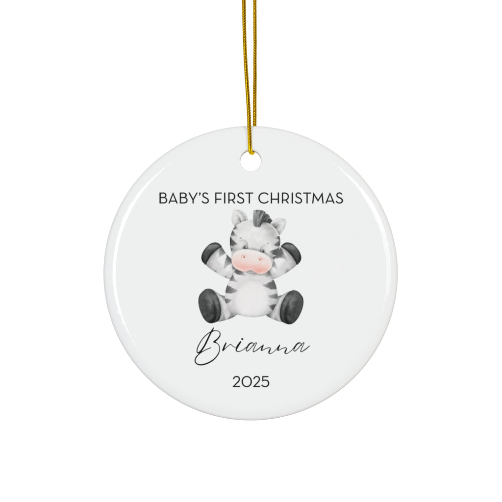 Personalized Baby's First Christmas Zebra Ornament, Cute Zebra Design, Unique Holiday Keepsake, New Baby Gift, Nursery Decor