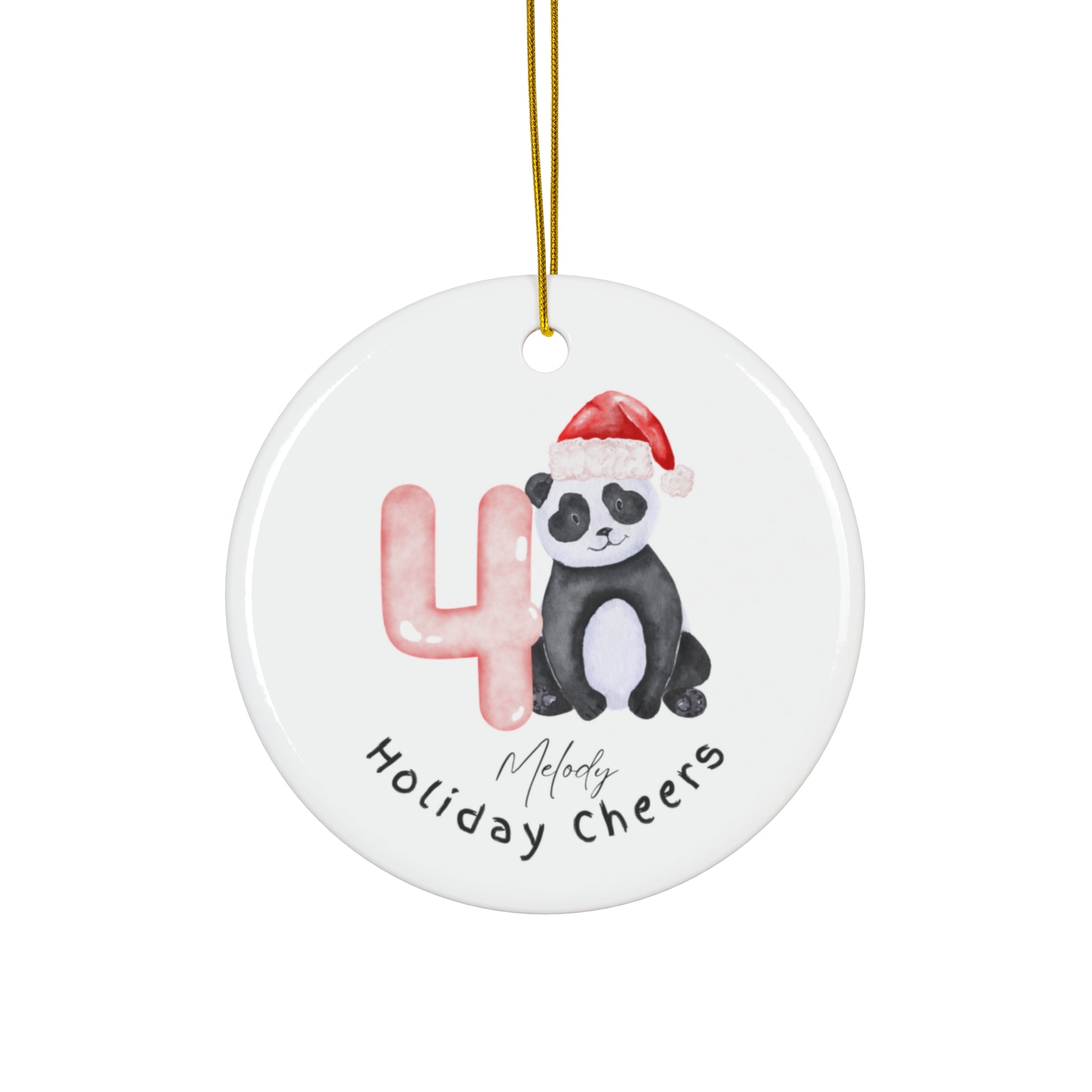 Ceramic Holiday Ornament 4 - Cute Panda Design, Christmas Decor, Festive Gift, Personalized Keepsake, Tree Decoration