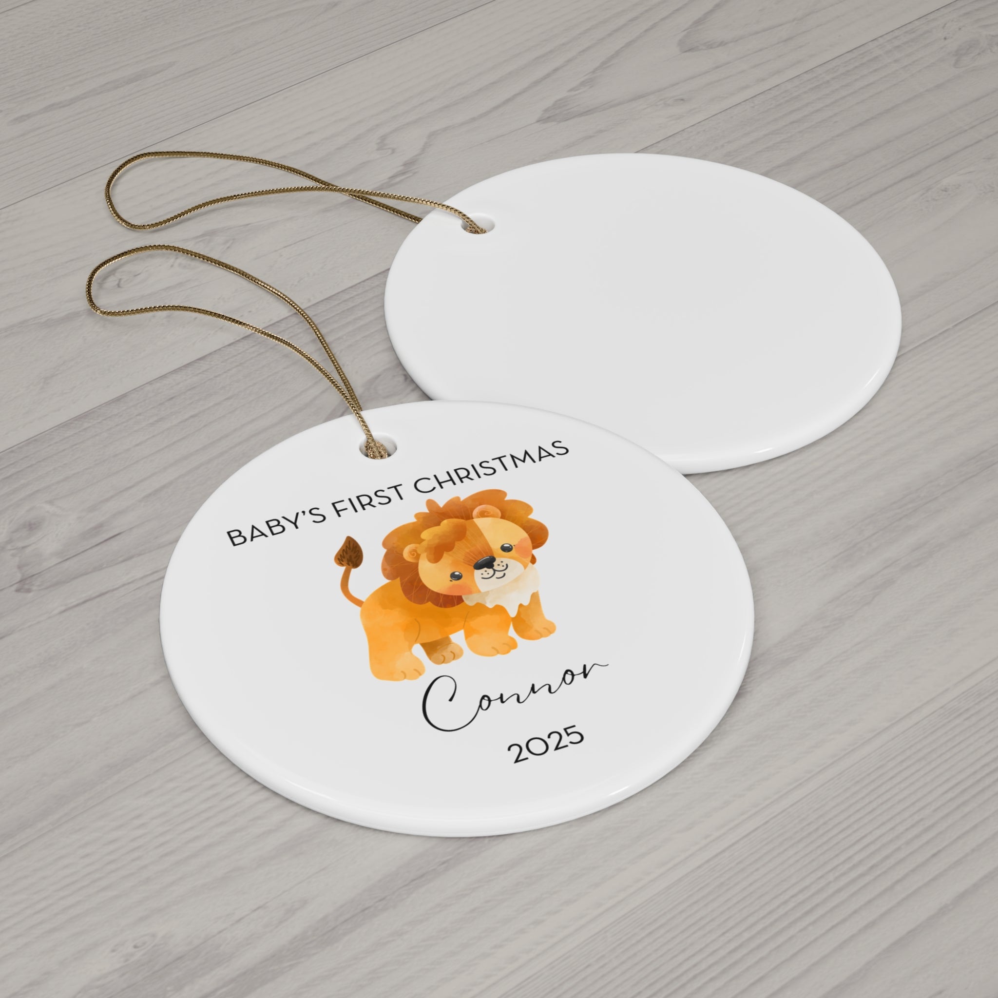 Personalized Baby's First Christmas Lion Ornament, Cute Lion Design, Unique Holiday Keepsake, New Baby Gift, Nursery Decor