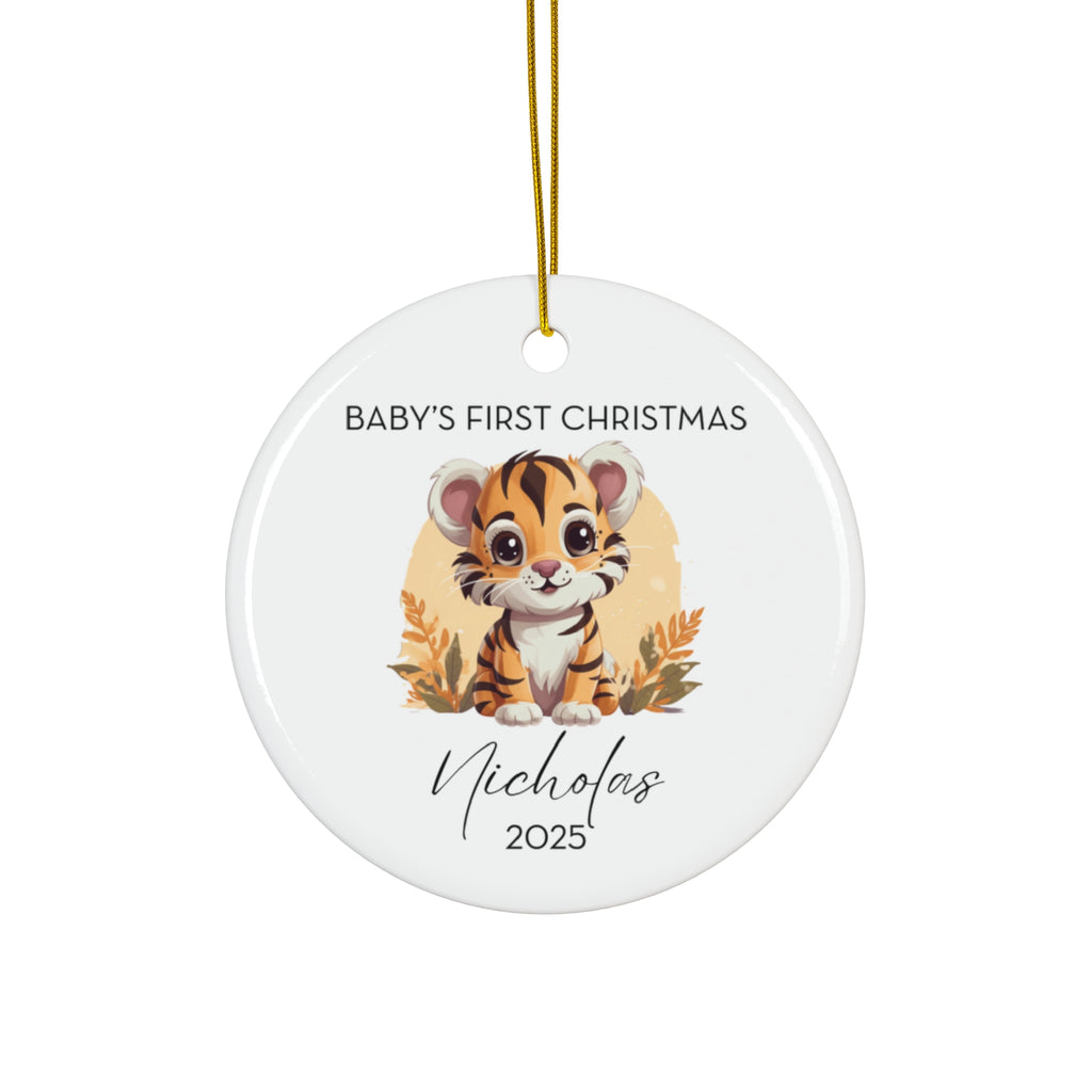 Personalized Baby's First Christmas Tiger Ornament, Cute Tiger Design, Unique Holiday Keepsake, New Baby Gift, Nursery Decor