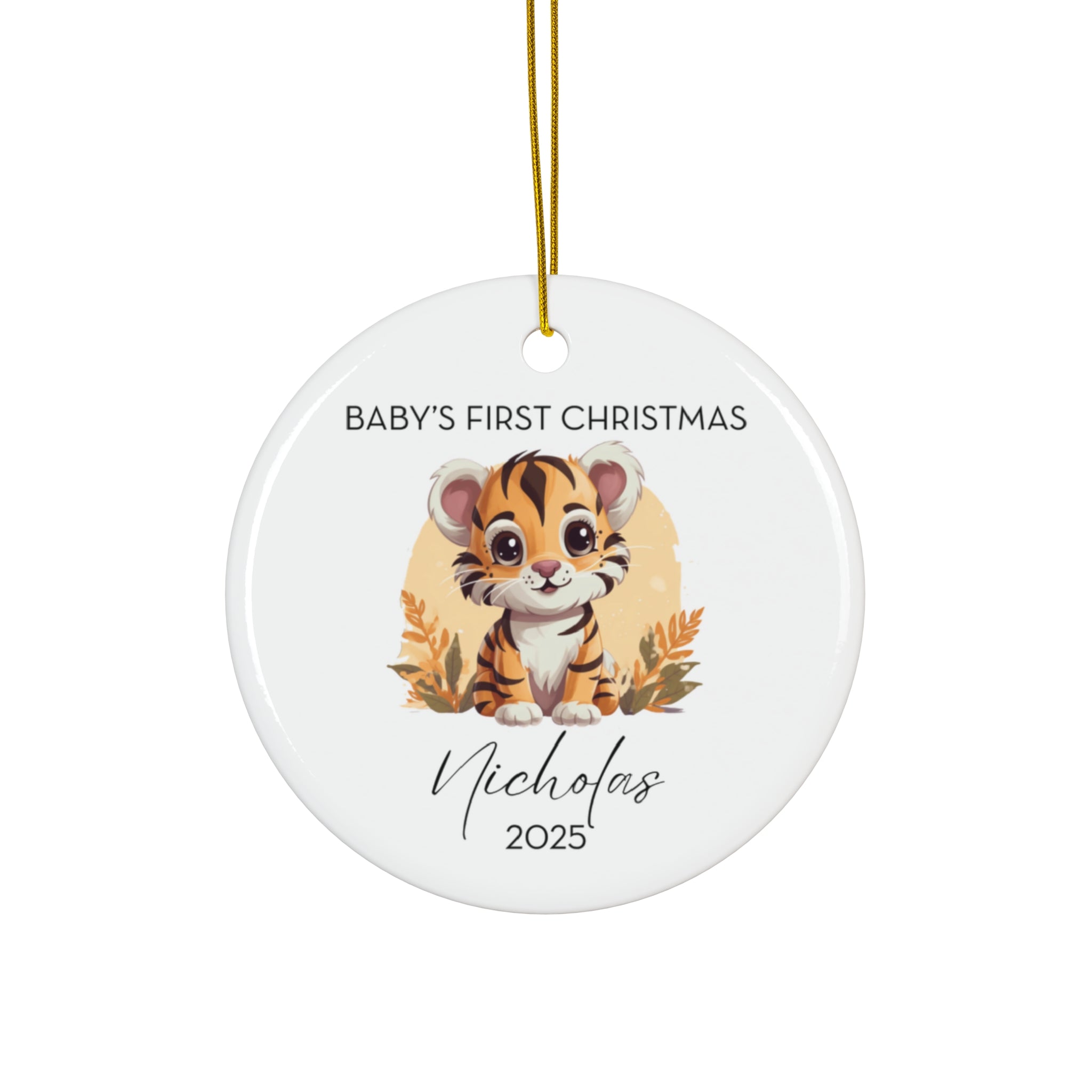 Personalized Baby's First Christmas Tiger Ornament, Cute Tiger Design, Unique Holiday Keepsake, New Baby Gift, Nursery Decor