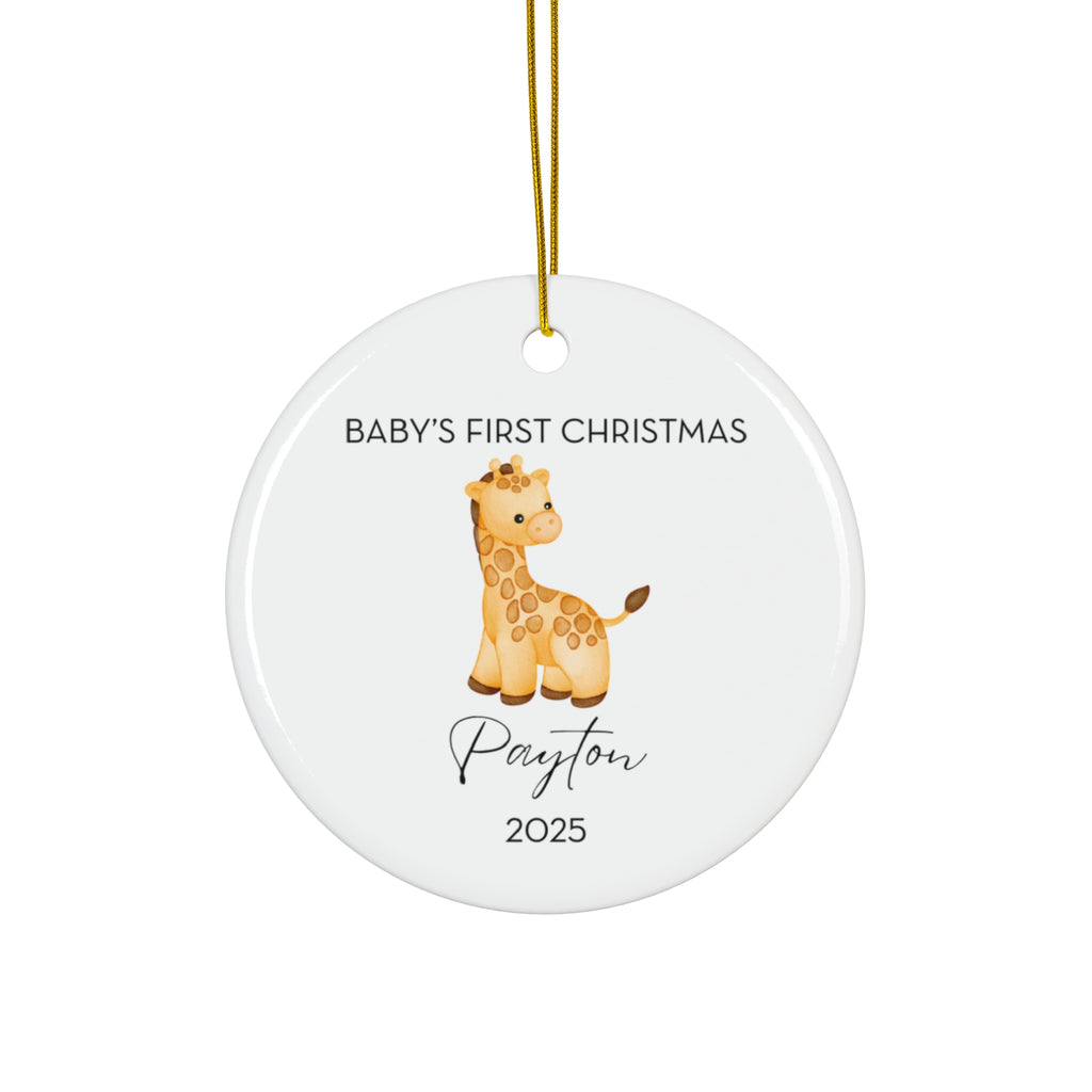 Personalized Baby's First Christmas Giraffe Ornament, Cute Giraffe Design, Unique Holiday Keepsake, New Baby Gift, Nursery Decor