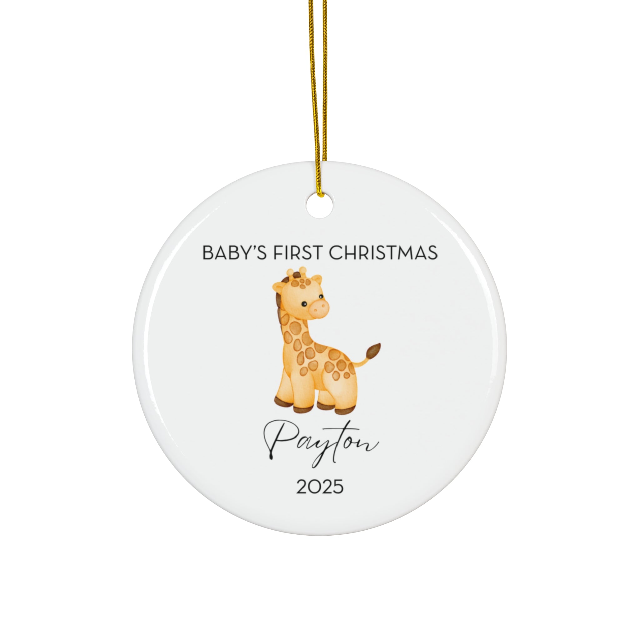 Personalized Baby's First Christmas Giraffe Ornament, Cute Giraffe Design, Unique Holiday Keepsake, New Baby Gift, Nursery Decor