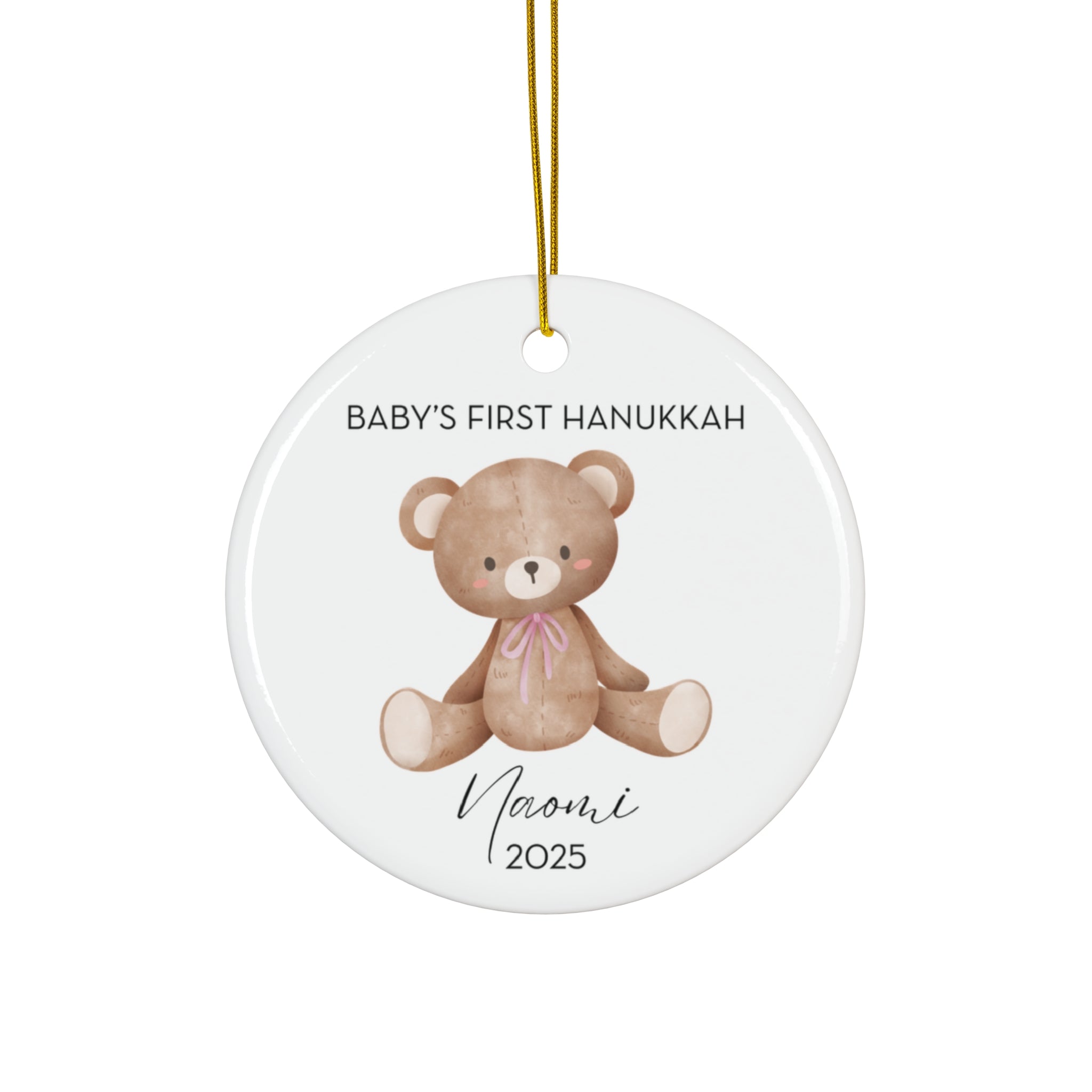 Personalized Teddy Bear Hanukkah Ornament, Baby's First Hanukkah Decoration, Jewish Holiday Keepsake, Festive Gift, Family Tradition