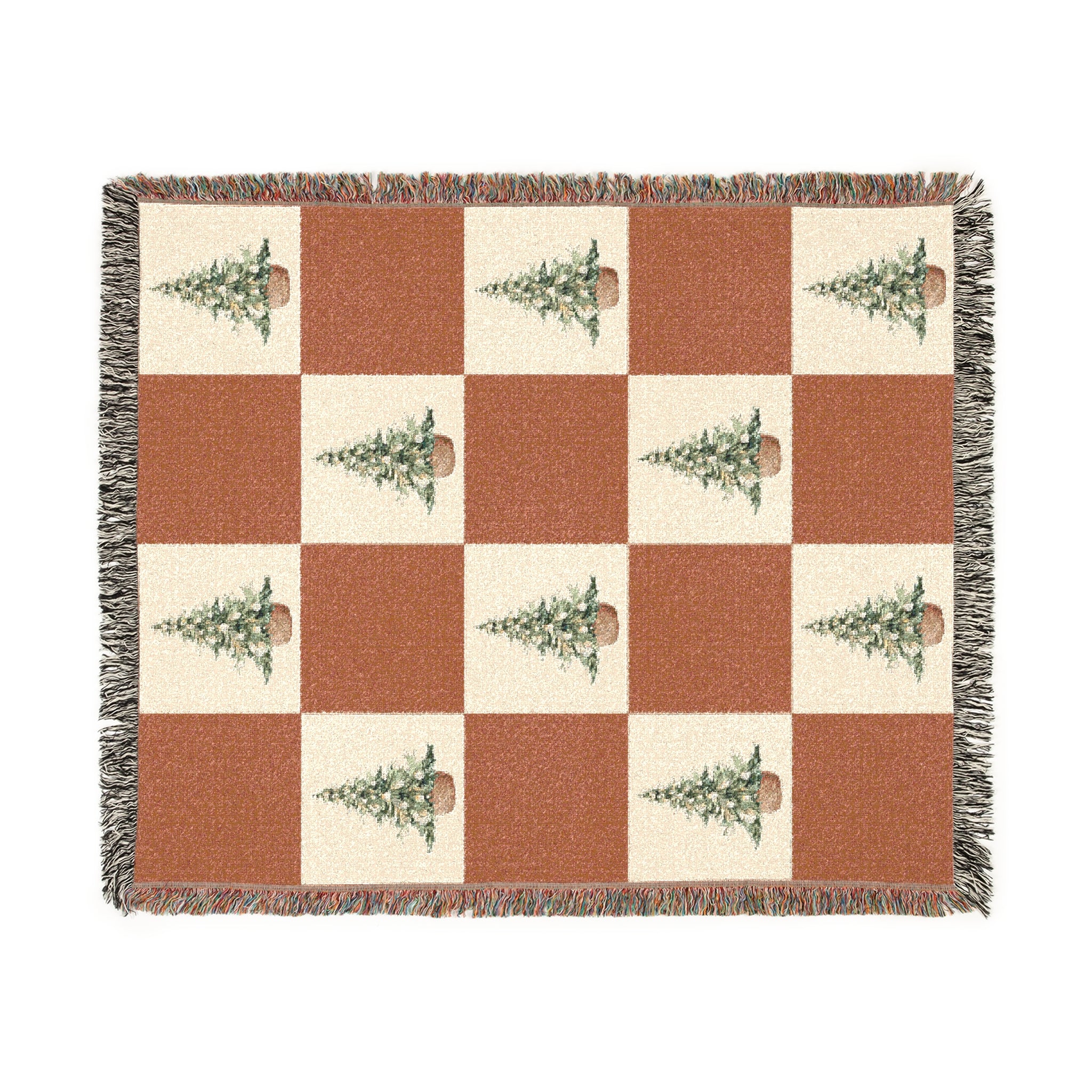 Cozy Woven Christmas Tree Blanket for Home Decor, Winter Christmas Tree Throws, Vintage Christmas Tree Art, Gift for Cozy Nights, Christmas Decor