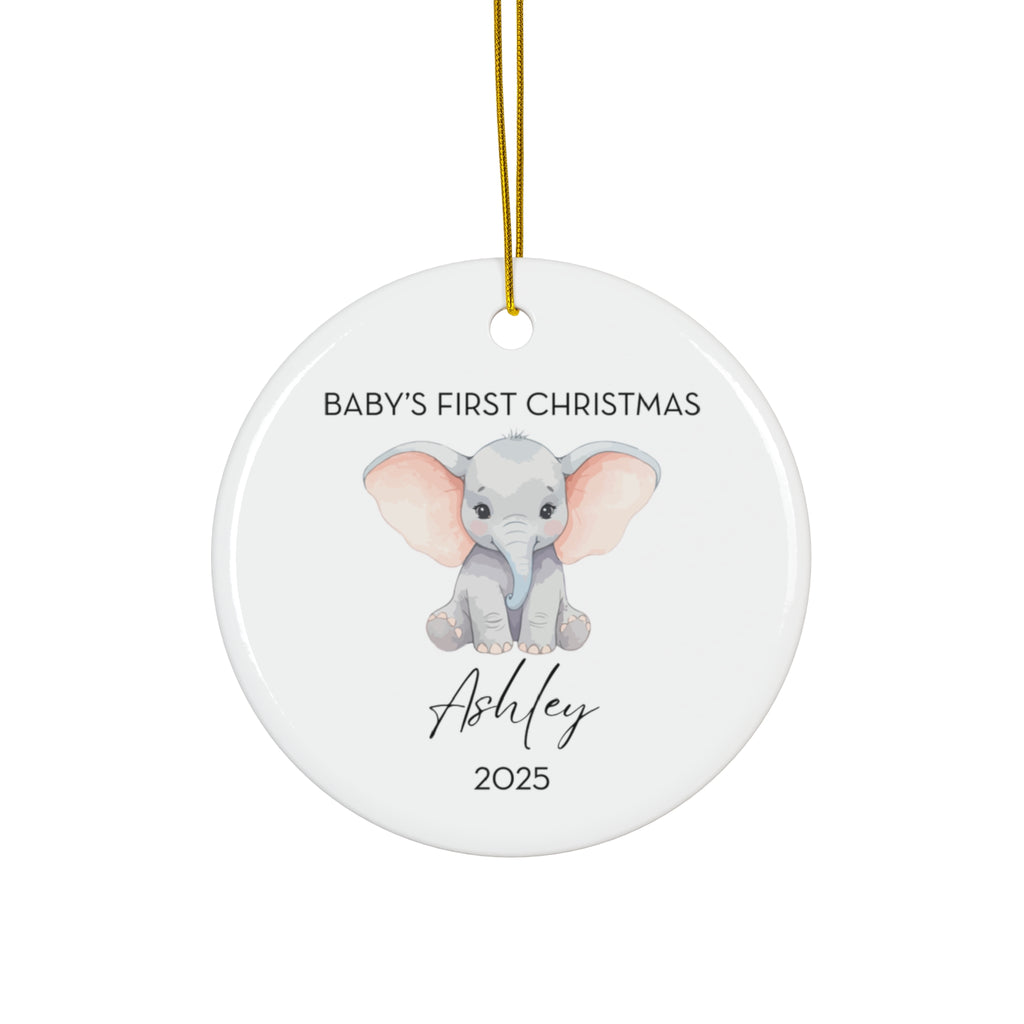 Personalized Baby's First Christmas Elephant Ornament, Cute Elephant Design, Unique Holiday Keepsake, New Baby Gift, Nursery Decor
