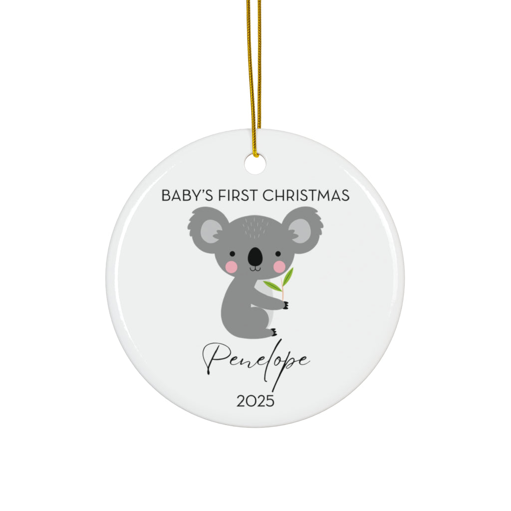 Personalized Baby's First Christmas Koala Ornament, Cute Koala Design, Unique Holiday Keepsake, New Baby Gift, Nursery Decor