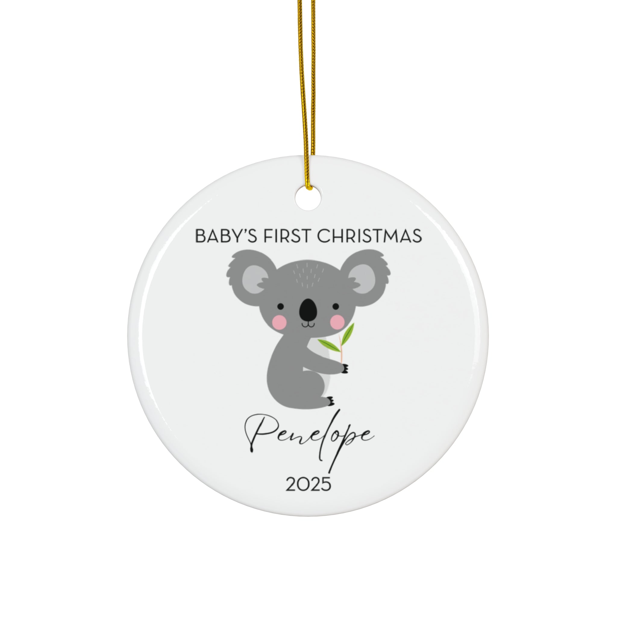 Personalized Baby's First Christmas Koala Ornament, Cute Koala Design, Unique Holiday Keepsake, New Baby Gift, Nursery Decor