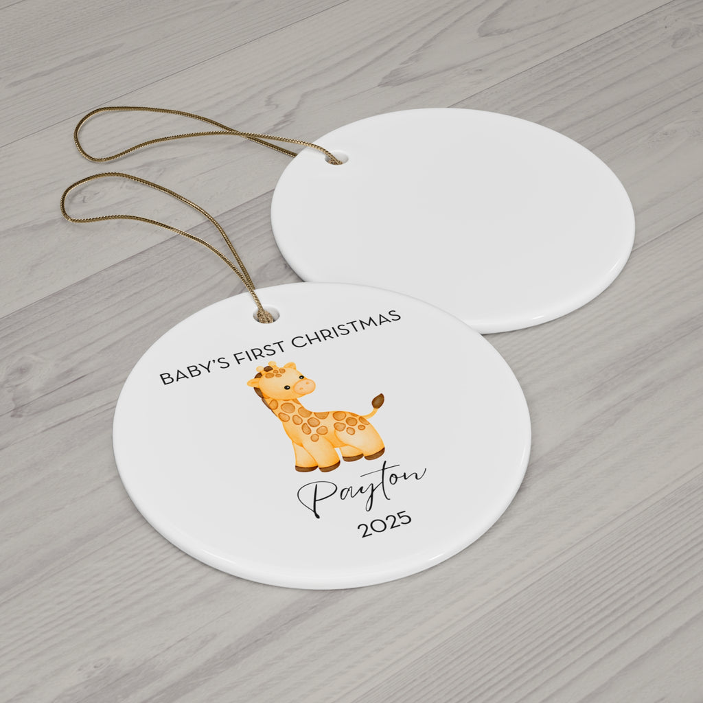 Personalized Baby's First Christmas Giraffe Ornament, Cute Giraffe Design, Unique Holiday Keepsake, New Baby Gift, Nursery Decor