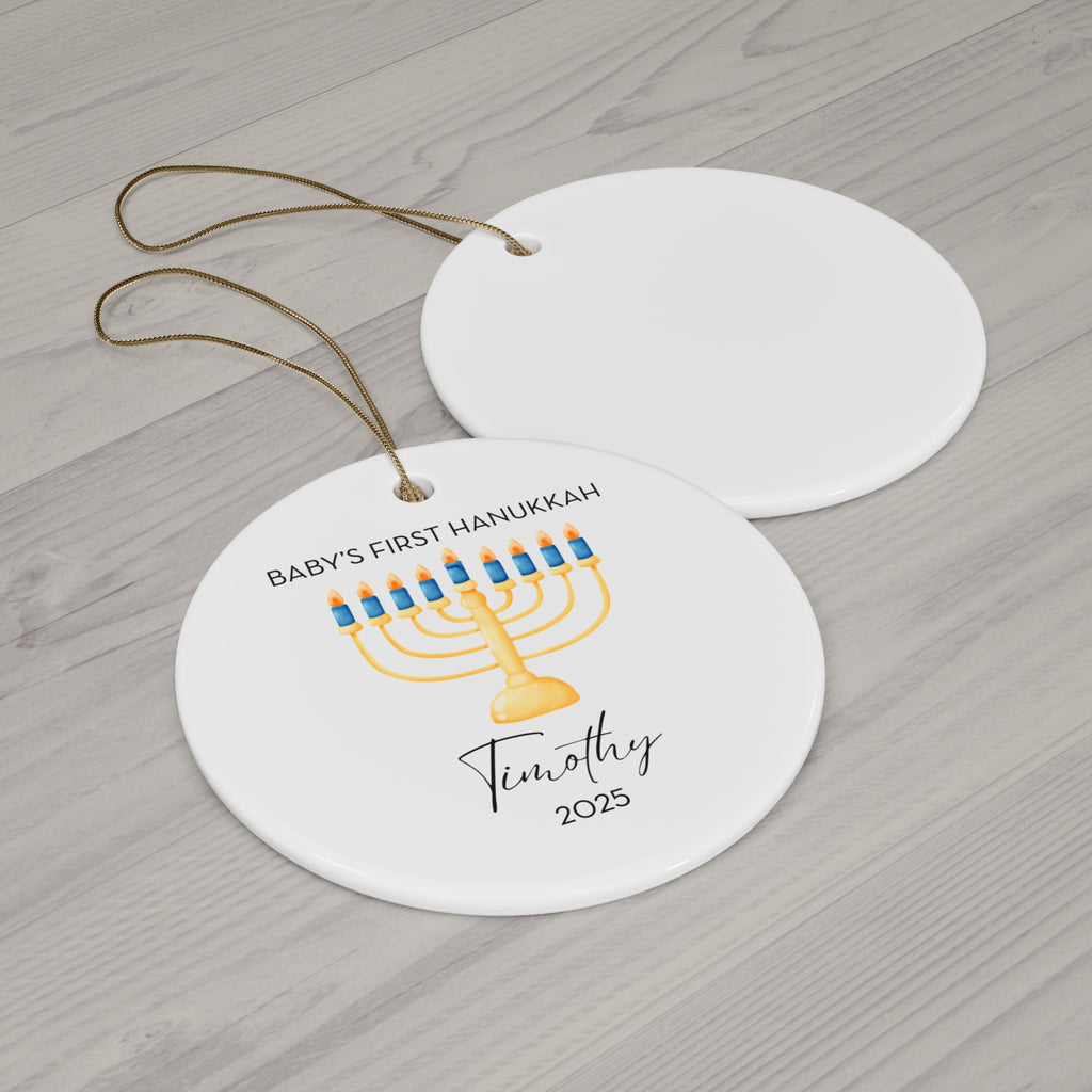 Personalized Menorah Hanukkah Ornament, Baby's First Hanukkah Decoration, Jewish Holiday Keepsake, Festive Gift, Family Tradition