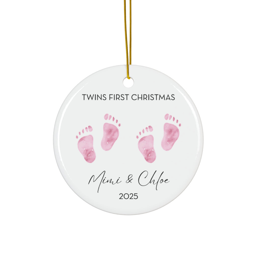 Personalized Twin Girls Family Ornament for Twins' First Christmas | Custom Keepsake Decoration | Baby's First Holiday | Unique Gift Idea | 2025 Memory