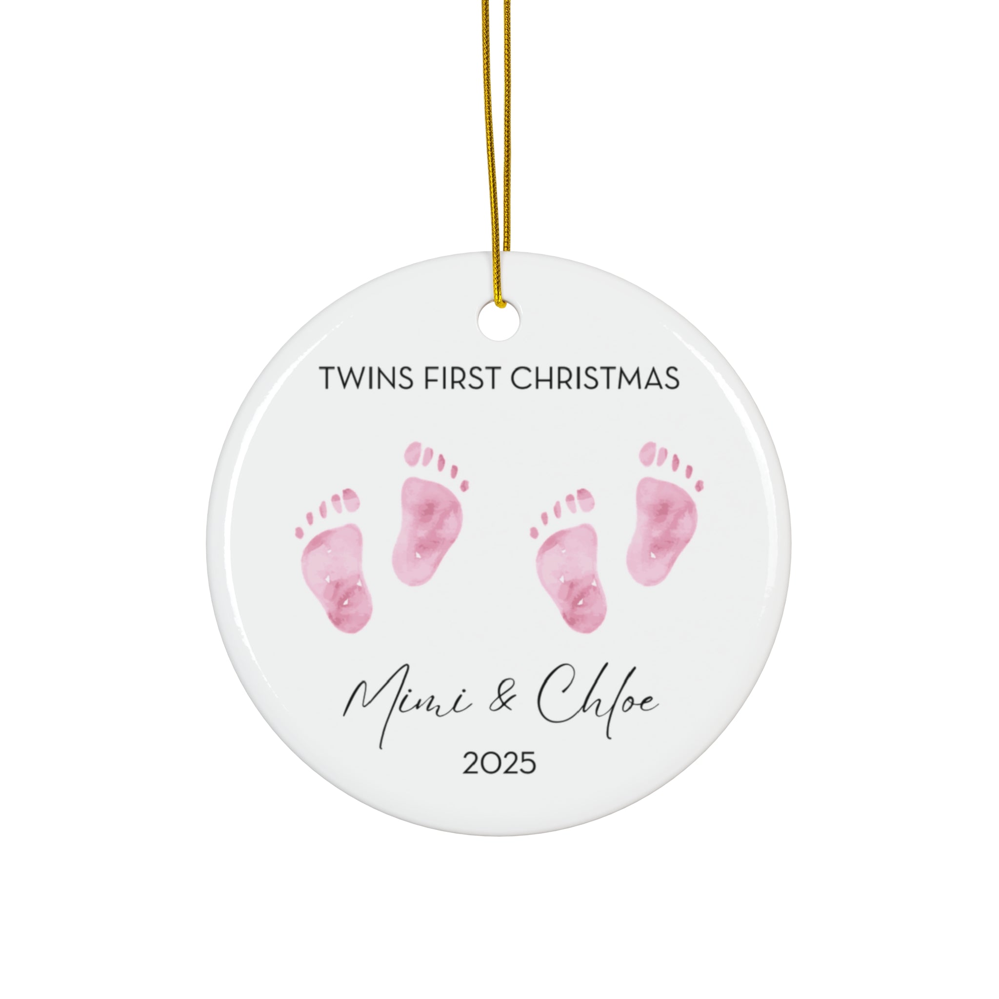 Personalized Twin Girls Family Ornament for Twins' First Christmas | Custom Keepsake Decoration | Baby's First Holiday | Unique Gift Idea | 2025 Memory
