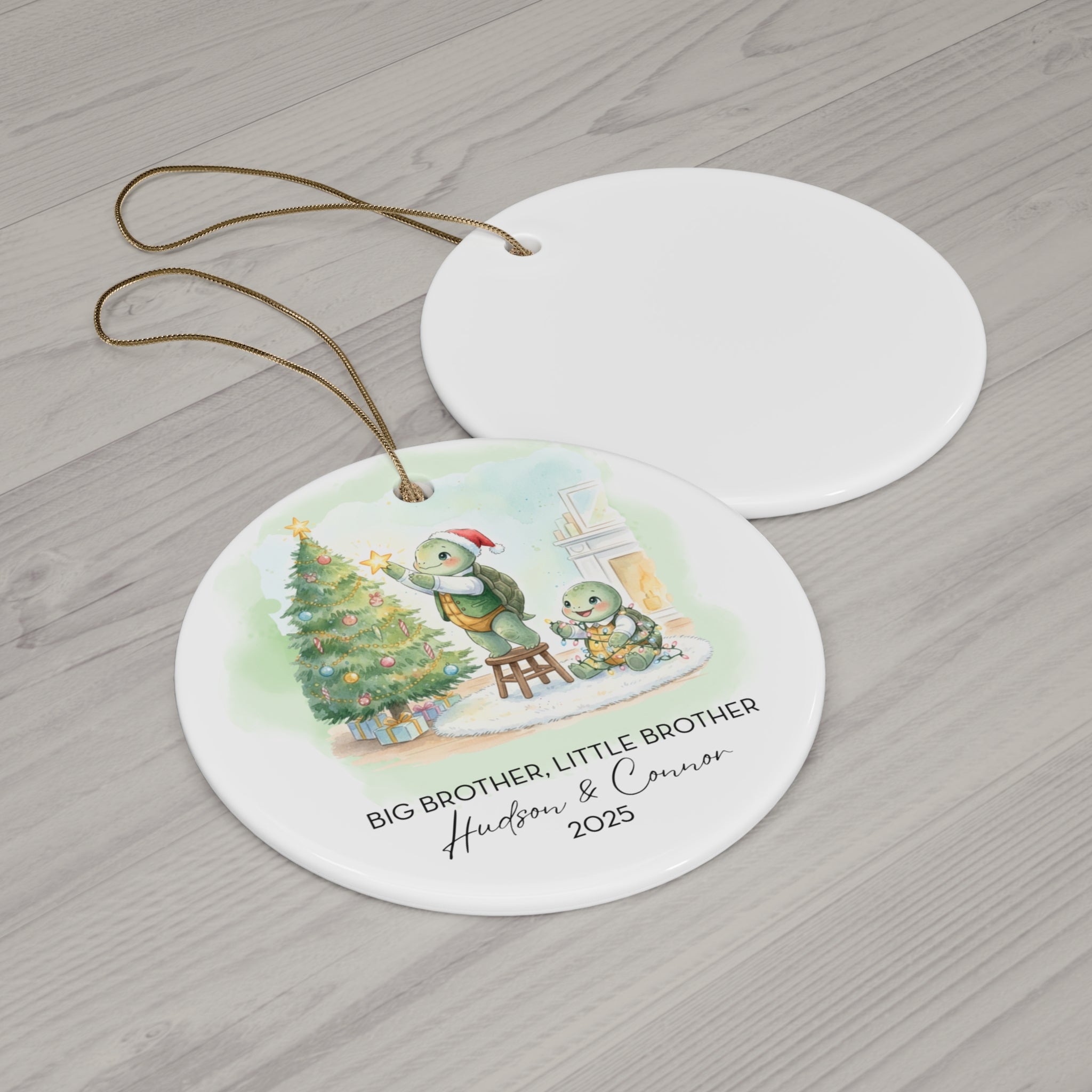 Big Brother Little Brother Ceramic Ornament Turtle Christmas Tree Decoration