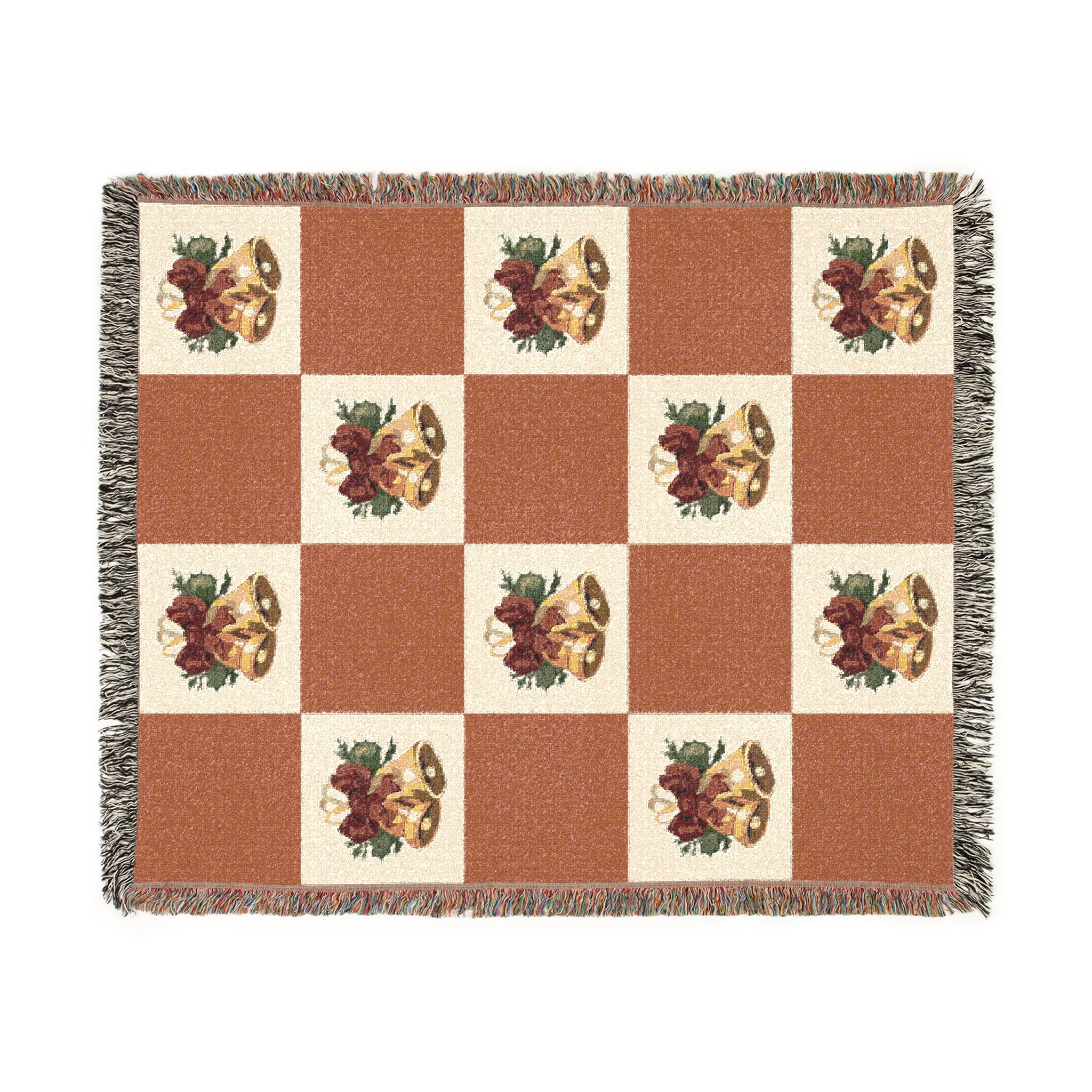 Cozy Woven Christmas Bells Blanket for Home Decor, Christmas Bell Throws, Vintage Christmas Bell Art, Gift for Cozy Nights, Christmas Decor