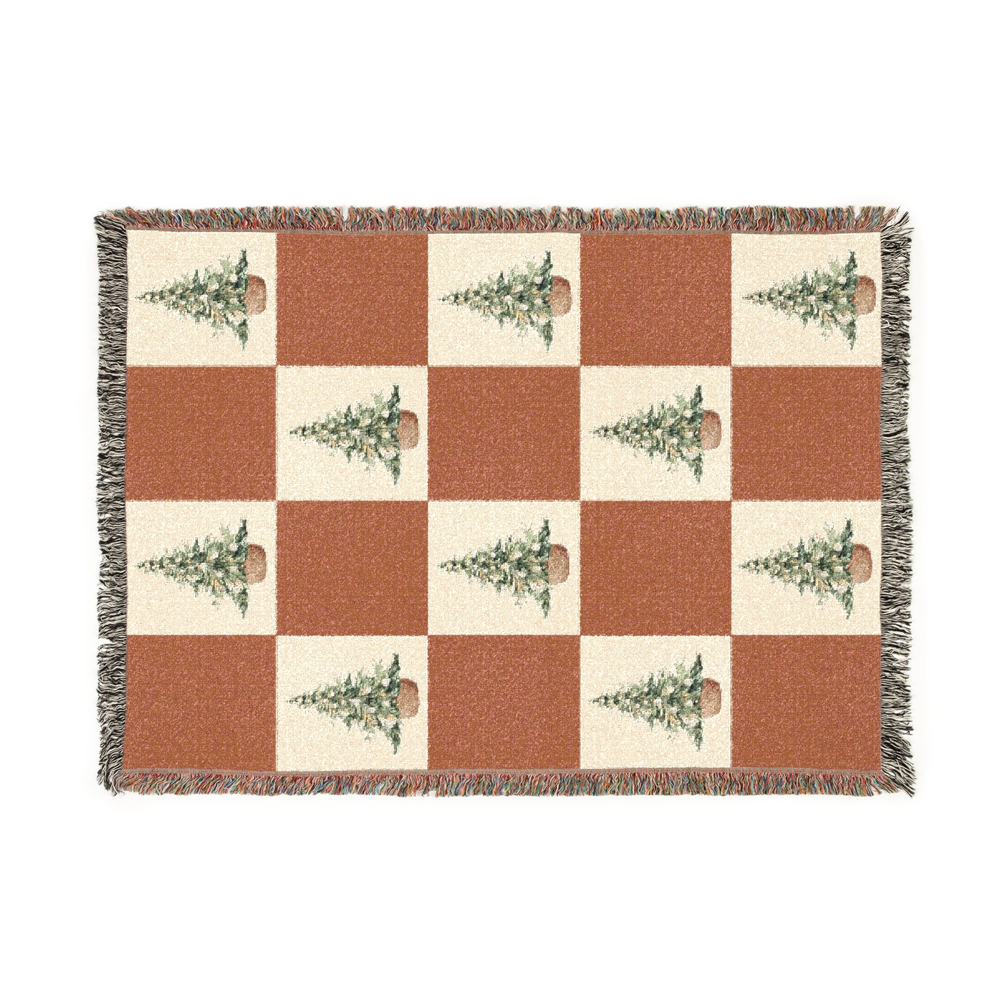 Cozy Woven Christmas Tree Blanket for Home Decor, Winter Christmas Tree Throws, Vintage Christmas Tree Art, Gift for Cozy Nights, Christmas Decor