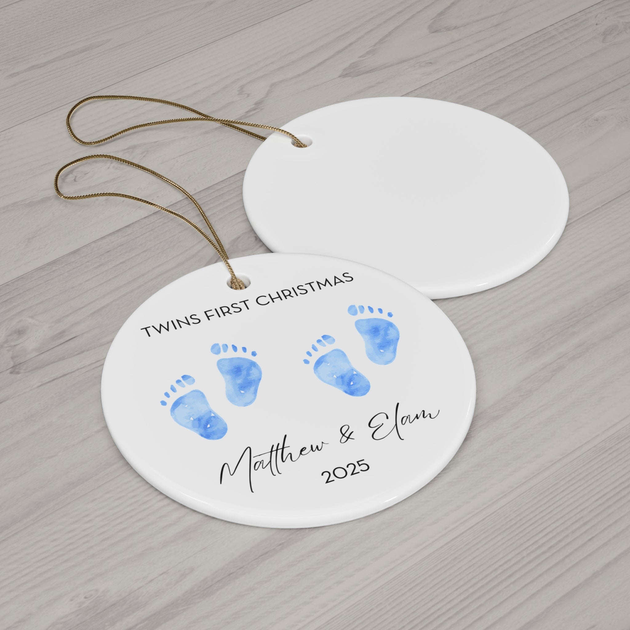 Personalized Twin Boys Family Ornament for Twins' First Christmas | Custom Keepsake Decoration | Baby's First Holiday | Unique Gift Idea | 2025 Memory