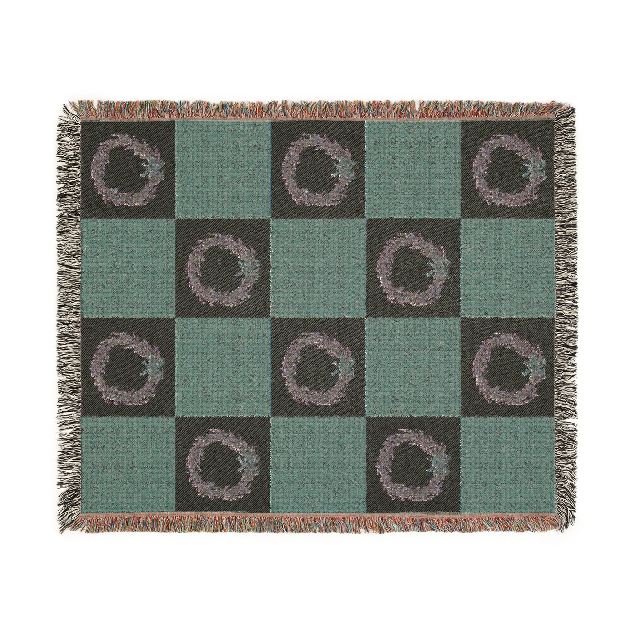 Cozy Woven Christmas Wreath Blanket for Home Decor, Winter Wreath Throws, Vintage Christmas Wreath Art, Gift for Cozy Nights, Christmas Decor