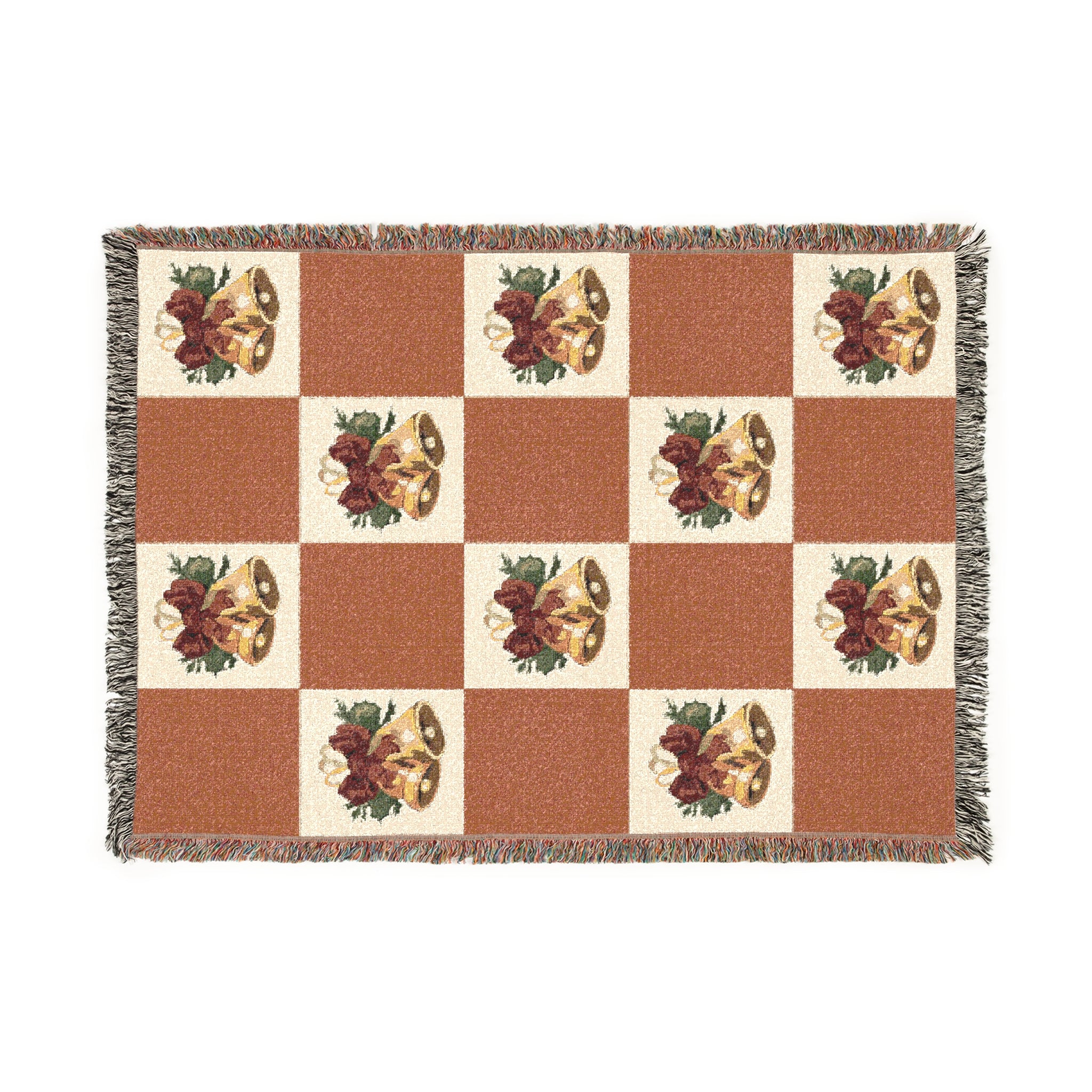 Cozy Woven Christmas Bells Blanket for Home Decor, Christmas Bell Throws, Vintage Christmas Bell Art, Gift for Cozy Nights, Christmas Decor
