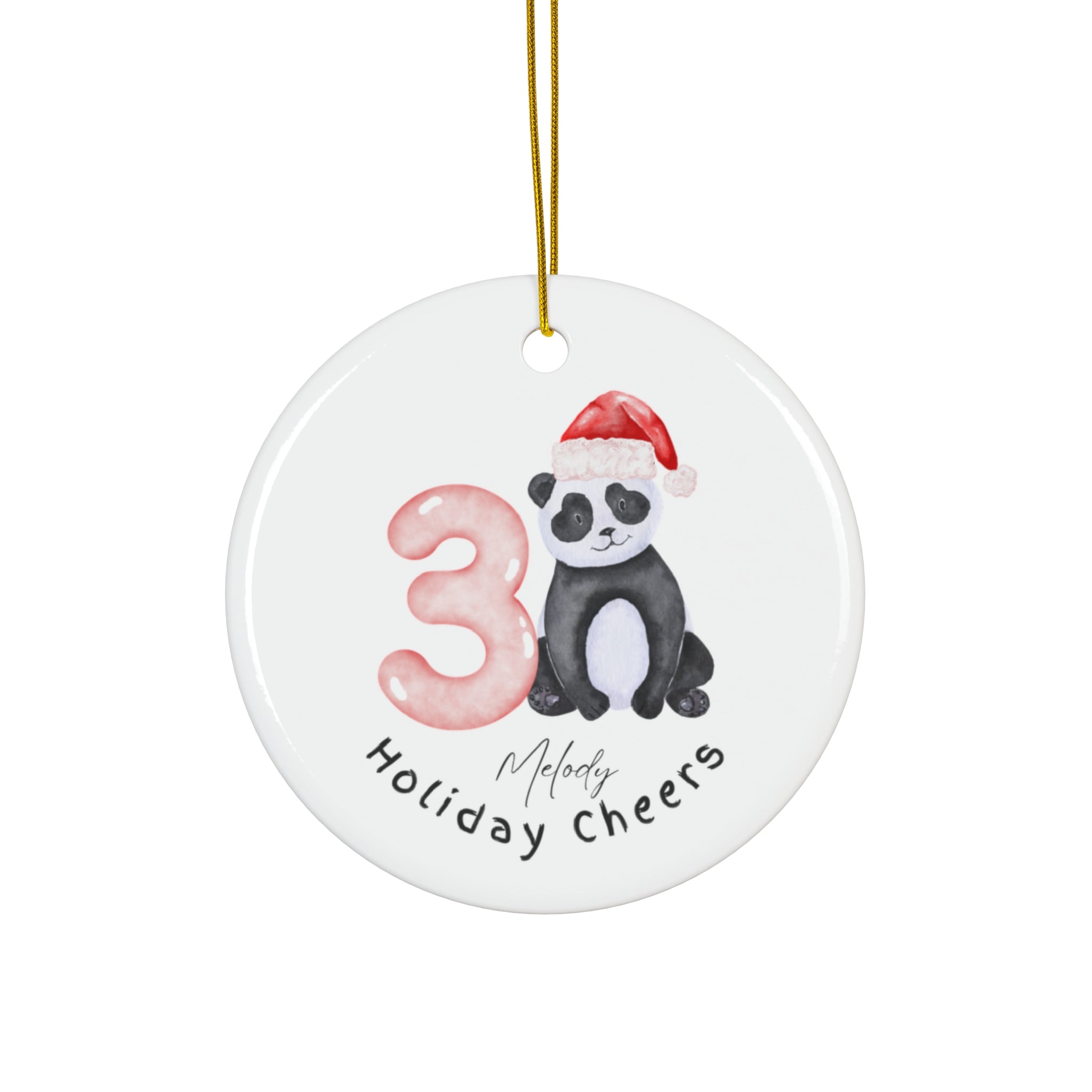 Ceramic Holiday Ornament 3 - Cute Panda Design, Christmas Decor, Festive Gift, Personalized Keepsake, Tree Decoration
