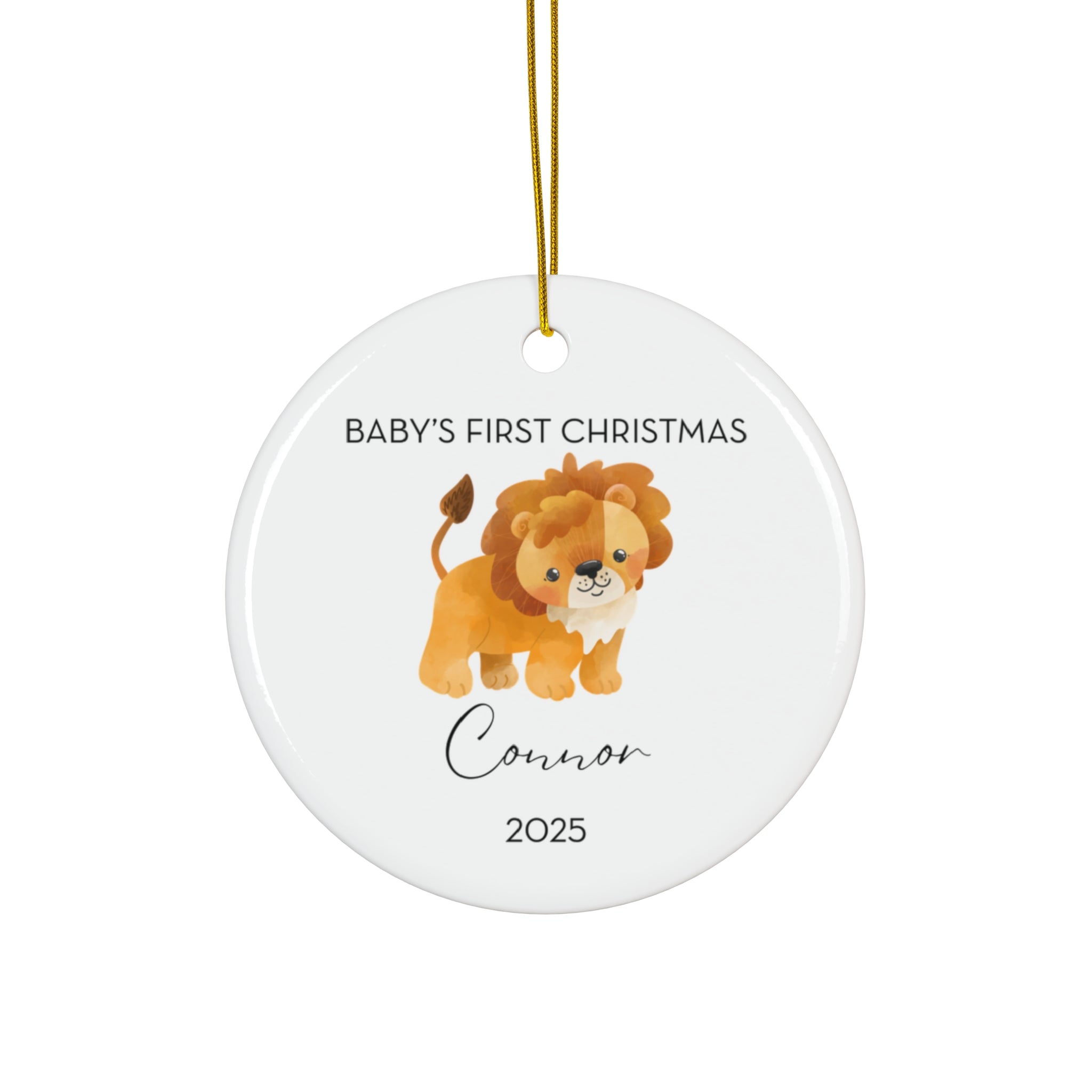 Personalized Baby's First Christmas Lion Ornament, Cute Lion Design, Unique Holiday Keepsake, New Baby Gift, Nursery Decor