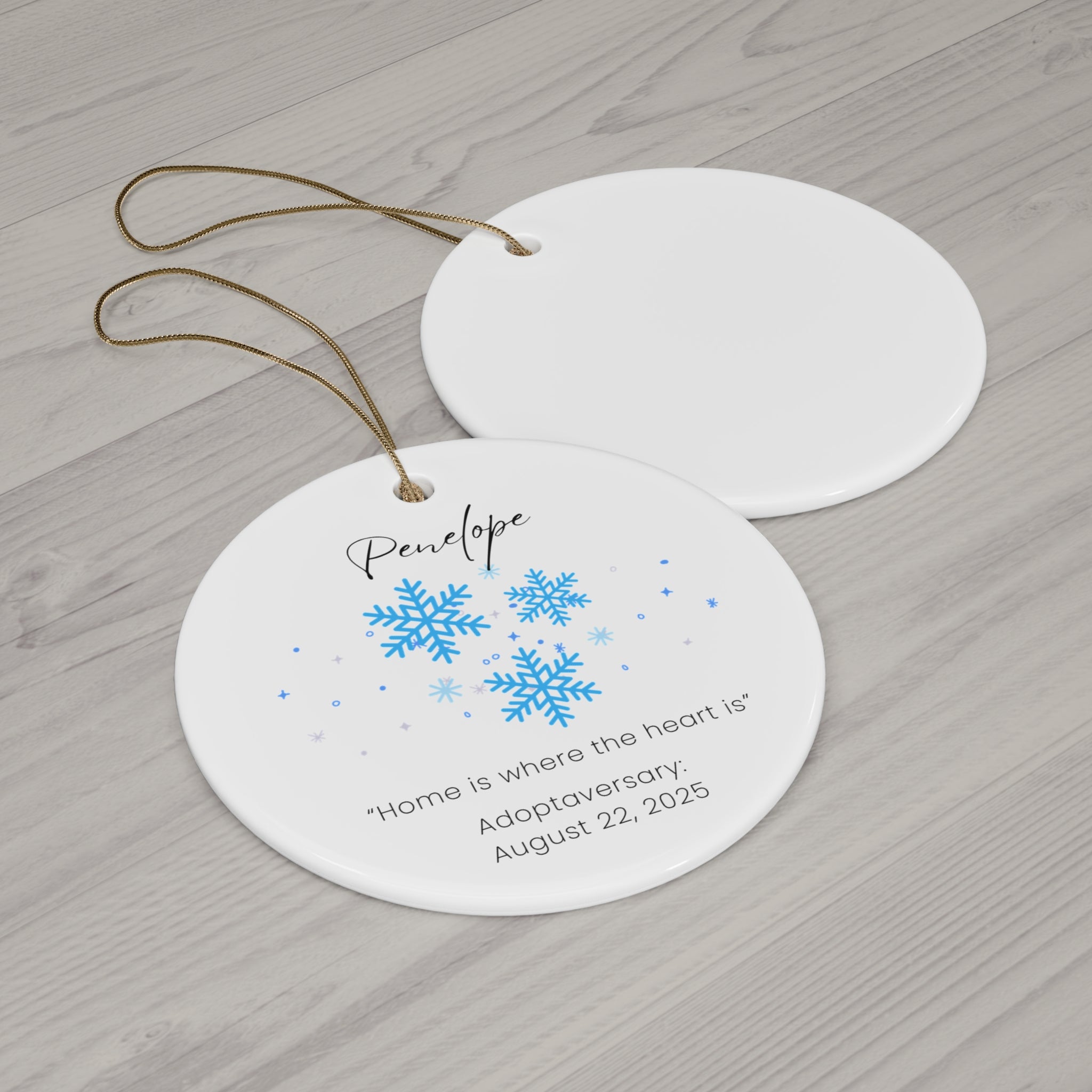 Personalized Snowflakes Ceramic Ornament, Custom Holiday Decor, Gift for Families, Adoption Celebration, Tree Decoration, Keepsake Memory
