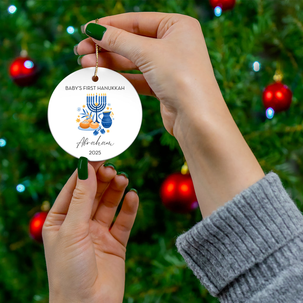 Personalized Hanukkah Feast Ornament, Baby's First Hanukkah Decoration, Jewish Holiday Keepsake, Festive Gift, Family Tradition