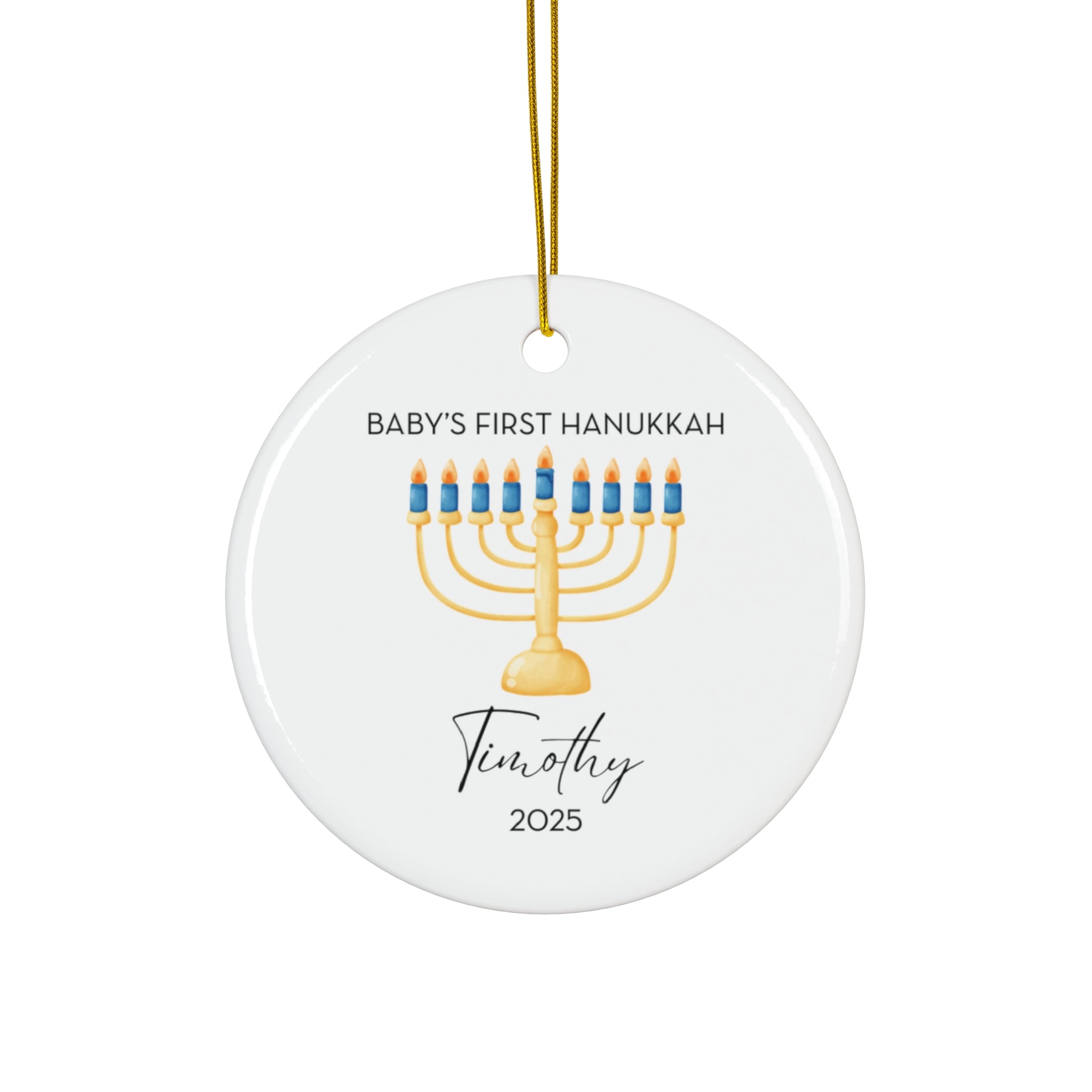 Personalized Menorah Hanukkah Ornament, Baby's First Hanukkah Decoration, Jewish Holiday Keepsake, Festive Gift, Family Tradition