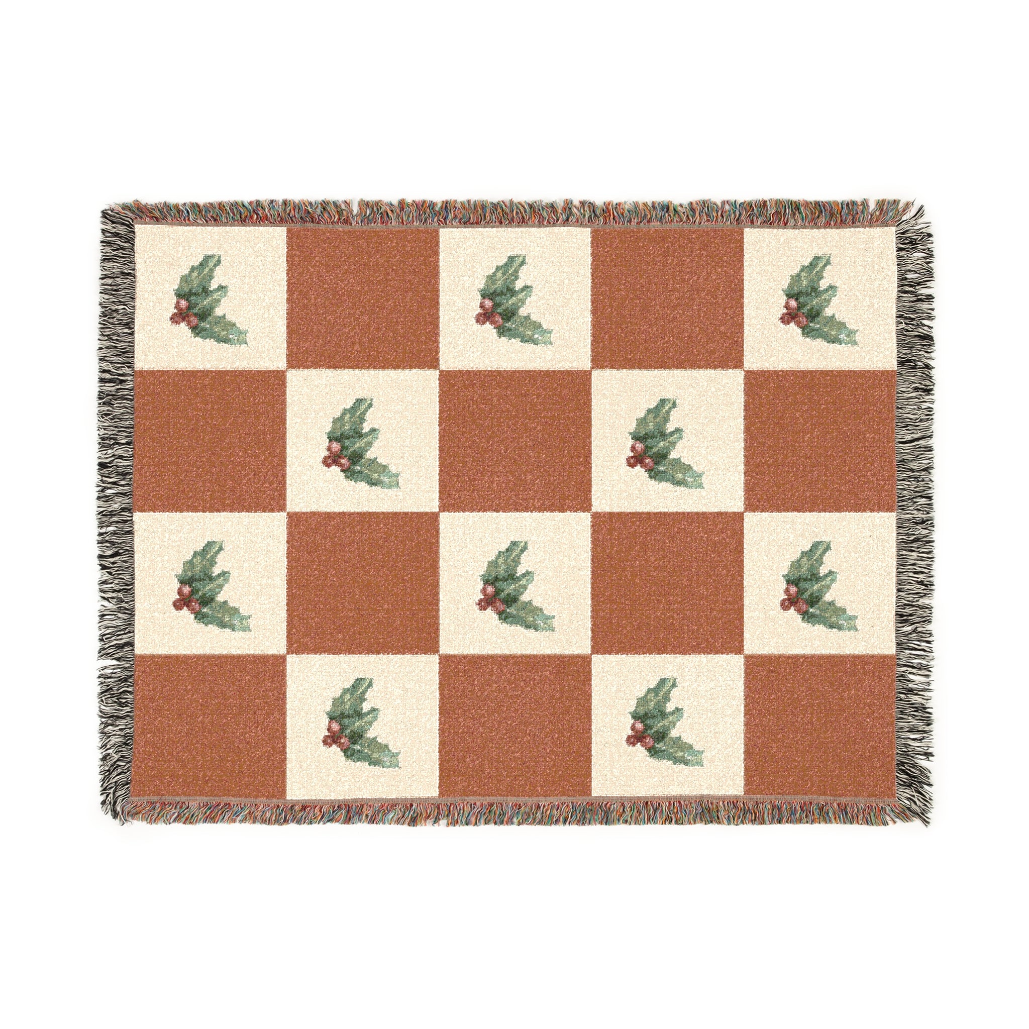 Cozy Woven Mistletoe Blanket for Home Decor, Christmas Mistletoe Throws, Vintage Mistletoe Art, Gift for Cozy Nights, Christmas Decor