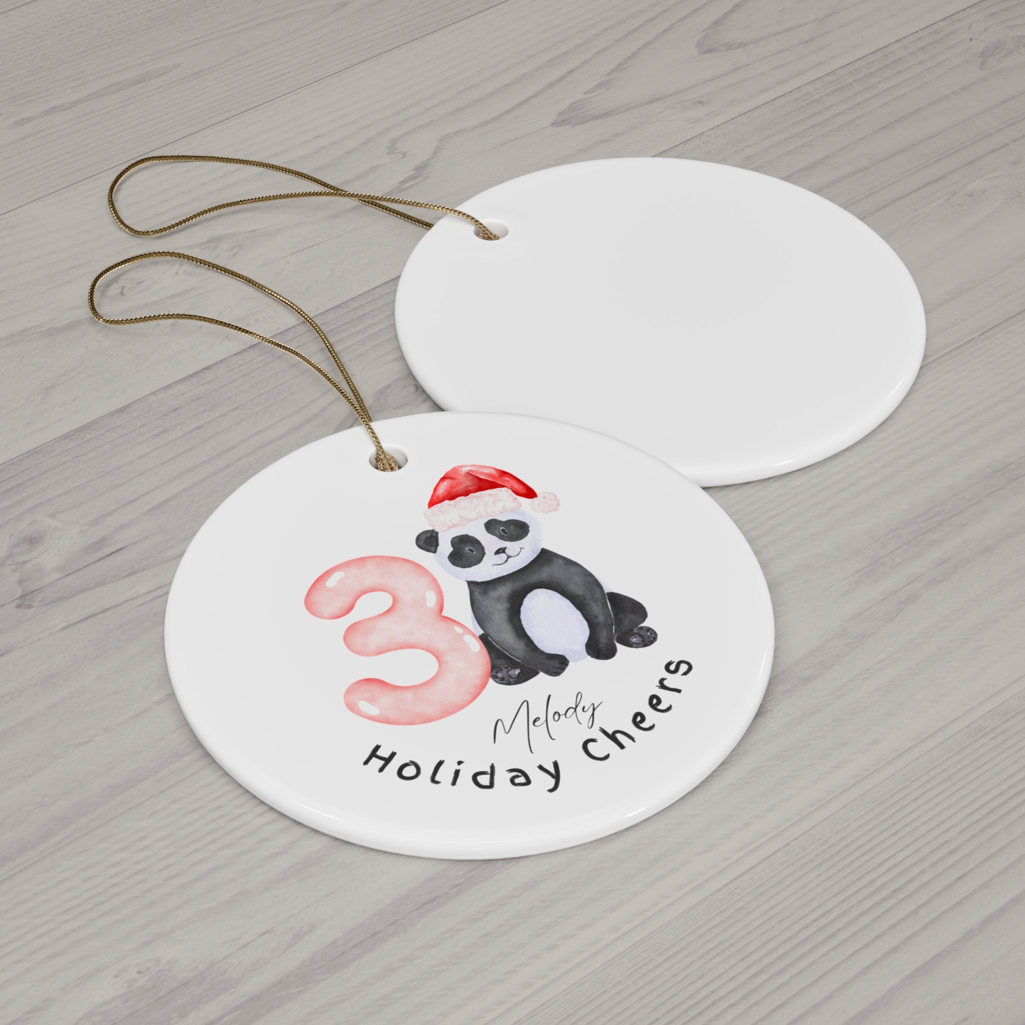 Ceramic Holiday Ornament 3 - Cute Panda Design, Christmas Decor, Festive Gift, Personalized Keepsake, Tree Decoration
