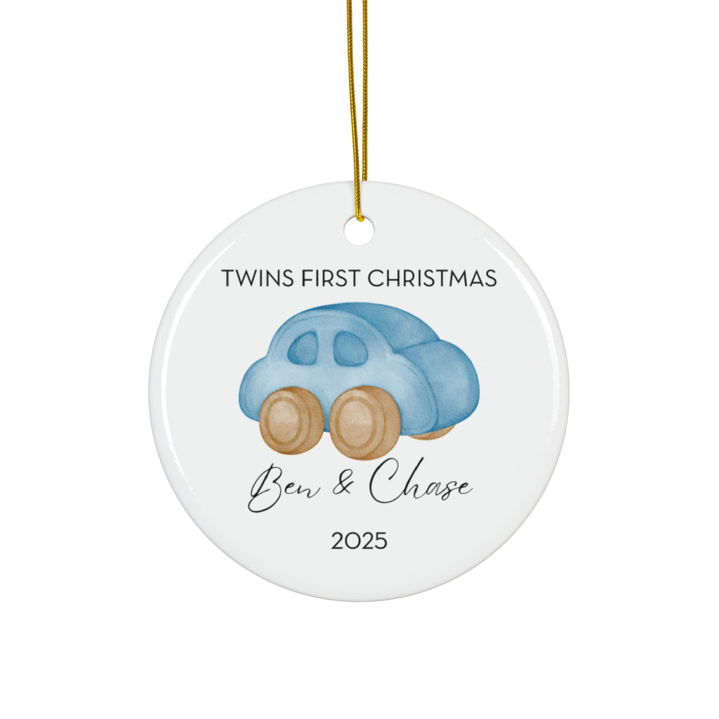 Personalized Wooden Car Family Ornament for Twins' First Christmas | Custom Keepsake Decoration | Baby's First Holiday | Unique Gift Idea | 2025 Memory