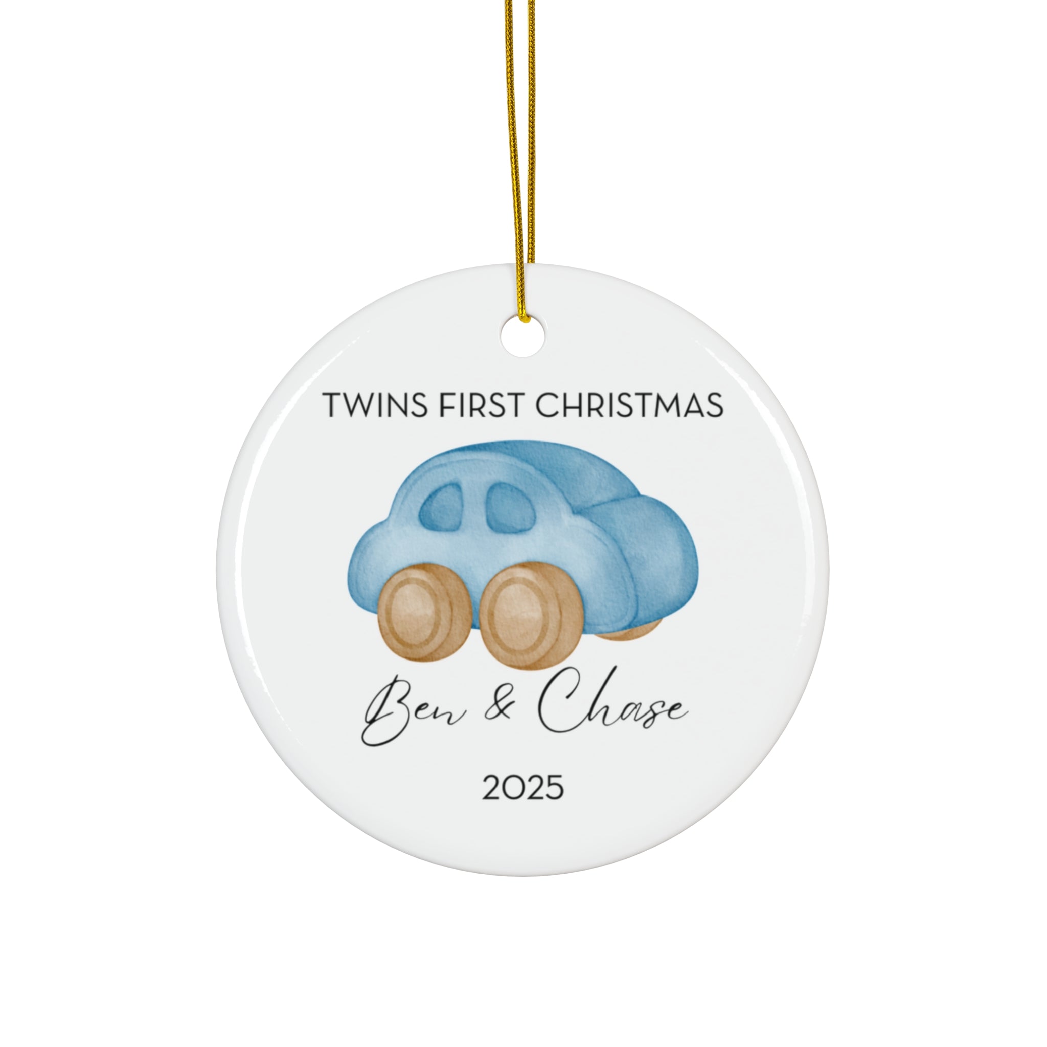 Personalized Wooden Car Family Ornament for Twins' First Christmas | Custom Keepsake Decoration | Baby's First Holiday | Unique Gift Idea | 2025 Memory