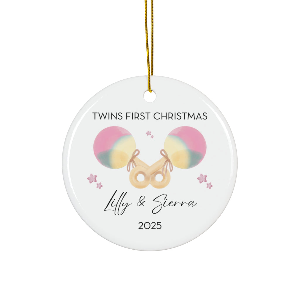 Personalized Girl Rattles Family Ornament for Twins' First Christmas | Custom Keepsake Decoration | Baby's First Holiday | Unique Gift Idea | 2025 Memory