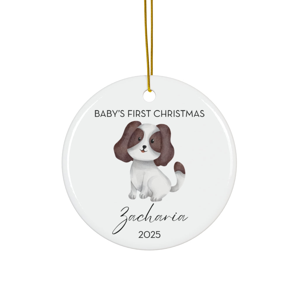 Personalized Baby's First Christmas Puppy Ornament, Cute Puppy Design, Unique Holiday Keepsake, New Baby Gift, Nursery Decor
