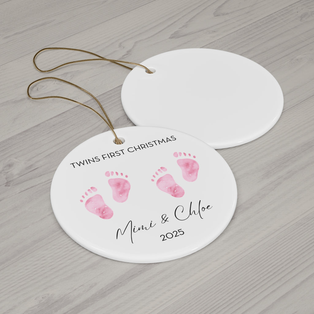 Personalized Twin Girls Family Ornament for Twins' First Christmas | Custom Keepsake Decoration | Baby's First Holiday | Unique Gift Idea | 2025 Memory