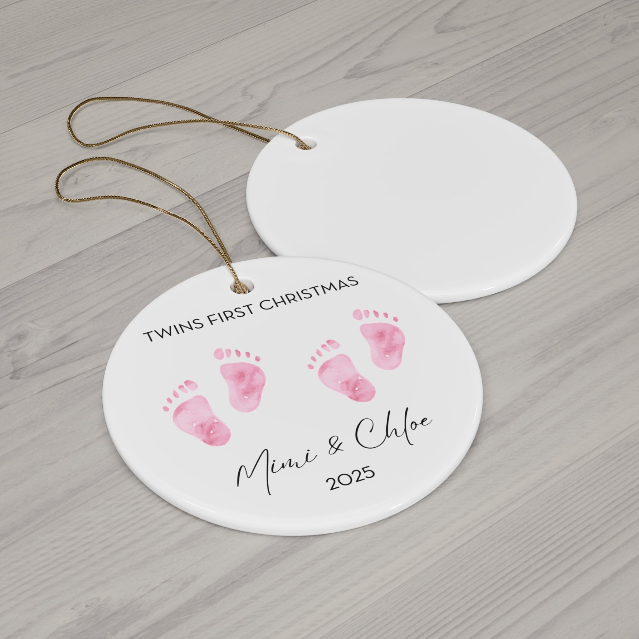 Personalized Twin Girls Family Ornament for Twins' First Christmas | Custom Keepsake Decoration | Baby's First Holiday | Unique Gift Idea | 2025 Memory