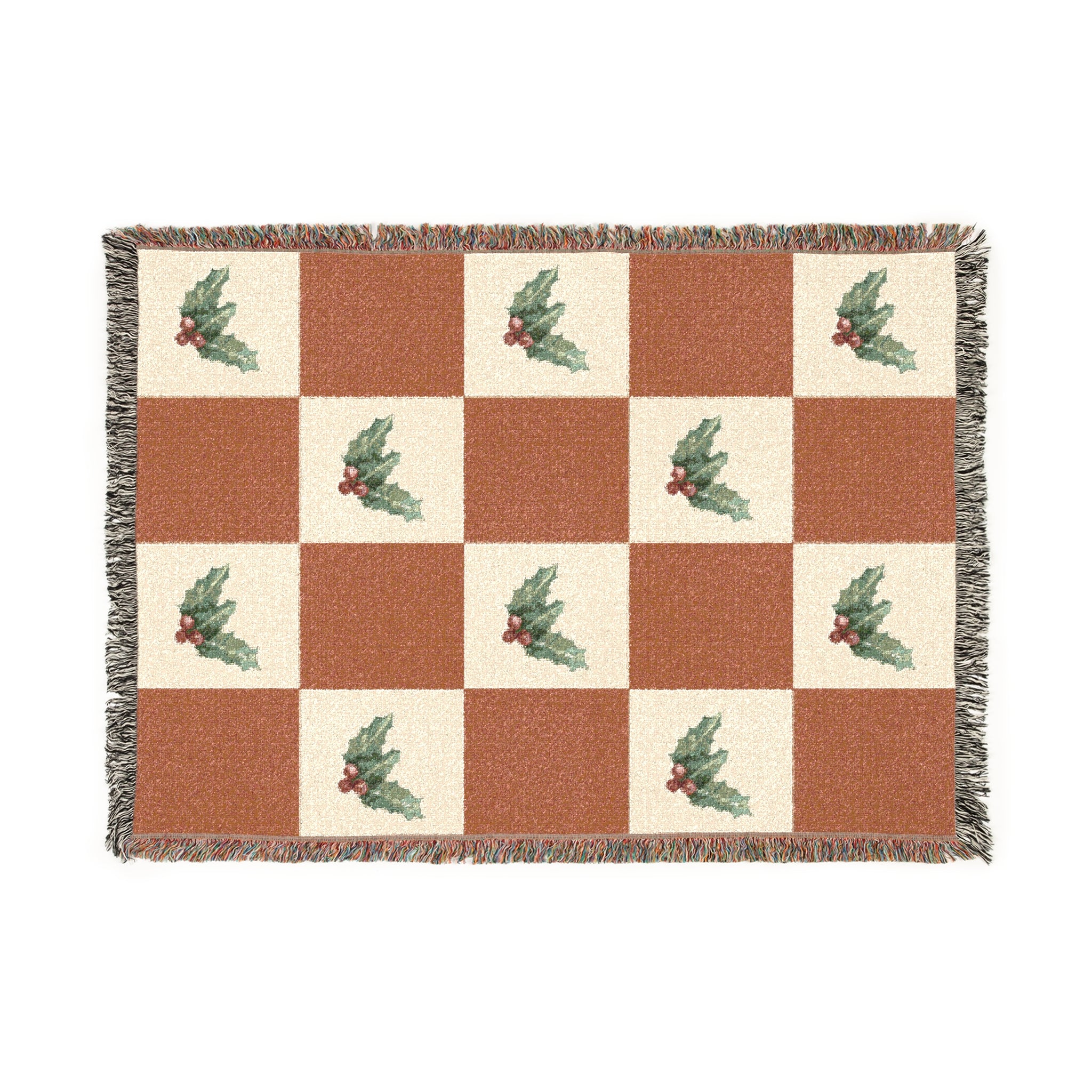 Cozy Woven Mistletoe Blanket for Home Decor, Christmas Mistletoe Throws, Vintage Mistletoe Art, Gift for Cozy Nights, Christmas Decor