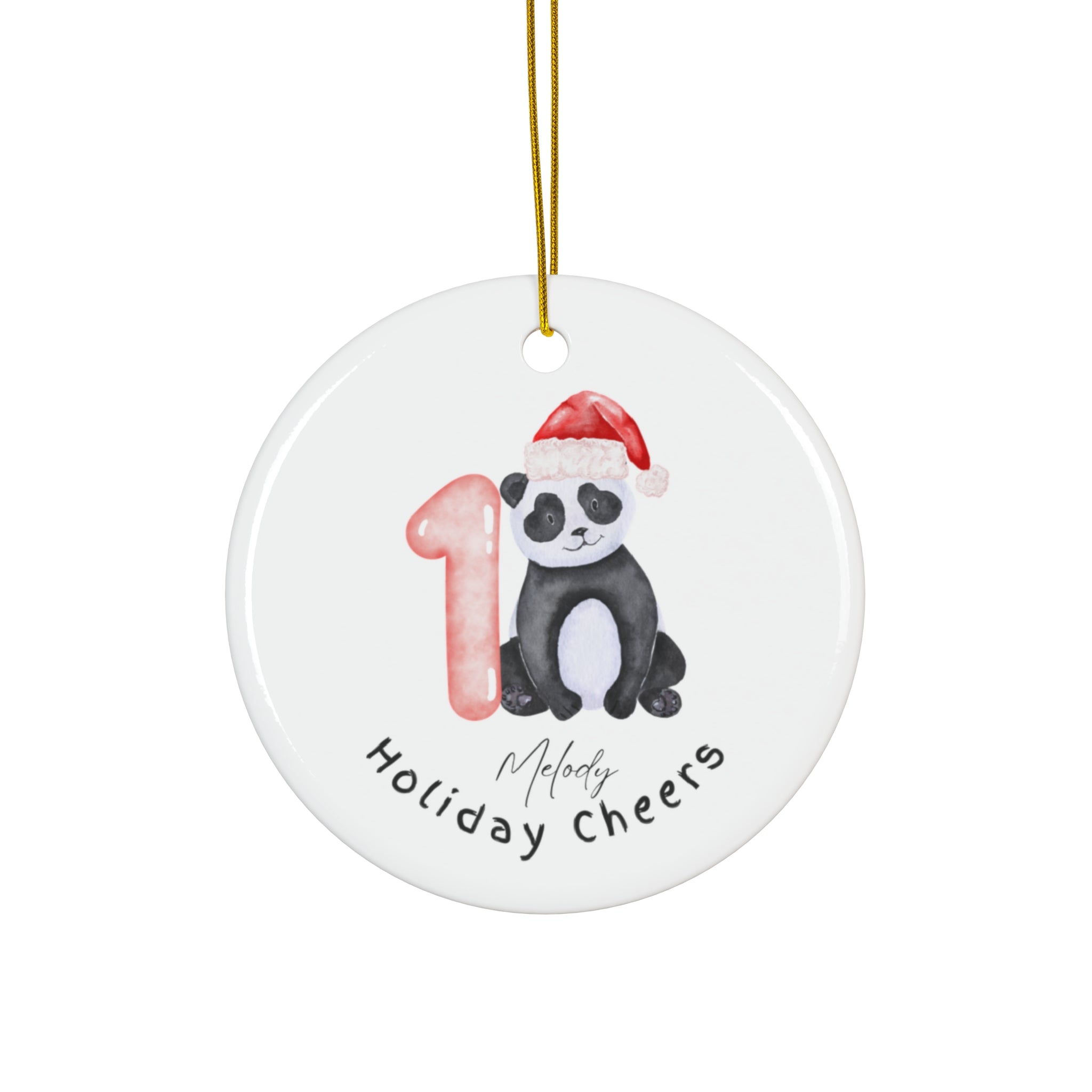Ceramic Holiday Ornament - Cute Panda Design, Christmas Decor, Festive Gift, Personalized Keepsake, Tree Decoration