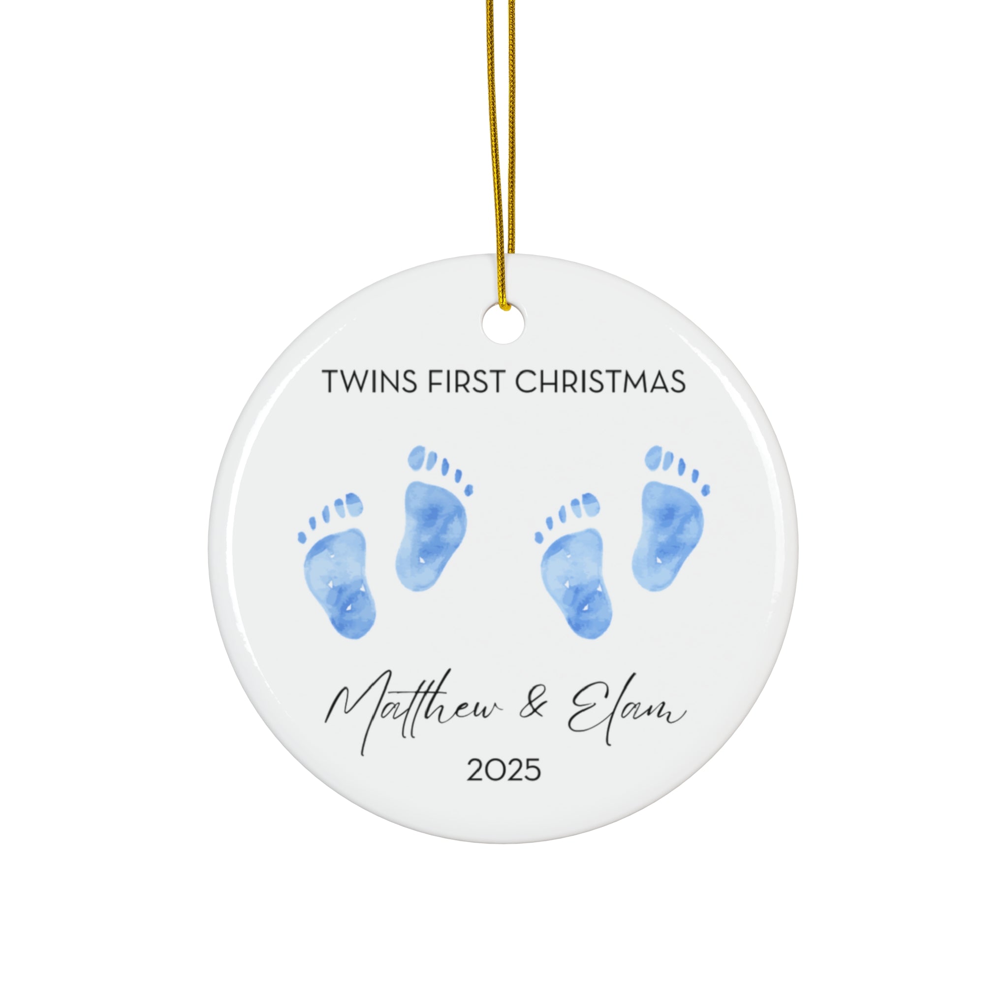 Personalized Twin Boys Family Ornament for Twins' First Christmas | Custom Keepsake Decoration | Baby's First Holiday | Unique Gift Idea | 2025 Memory