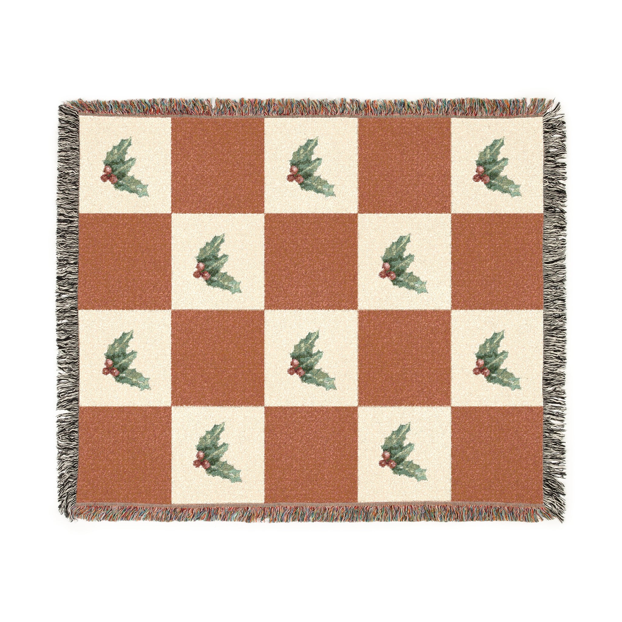 Cozy Woven Mistletoe Blanket for Home Decor, Christmas Mistletoe Throws, Vintage Mistletoe Art, Gift for Cozy Nights, Christmas Decor