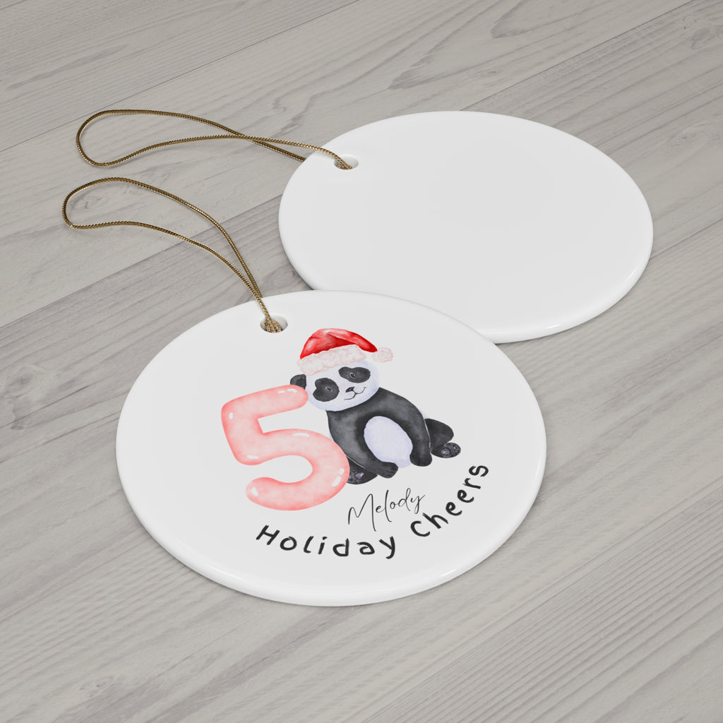 Ceramic Holiday Ornament 5 - Cute Panda Design, Christmas Decor, Festive Gift, Personalized Keepsake, Tree Decoration