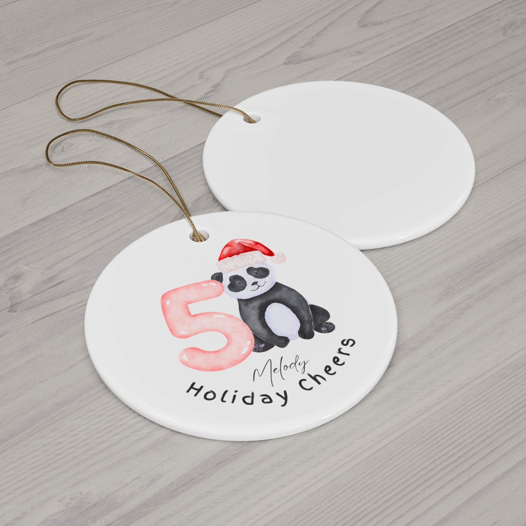 Ceramic Holiday Ornament 5 - Cute Panda Design, Christmas Decor, Festive Gift, Personalized Keepsake, Tree Decoration